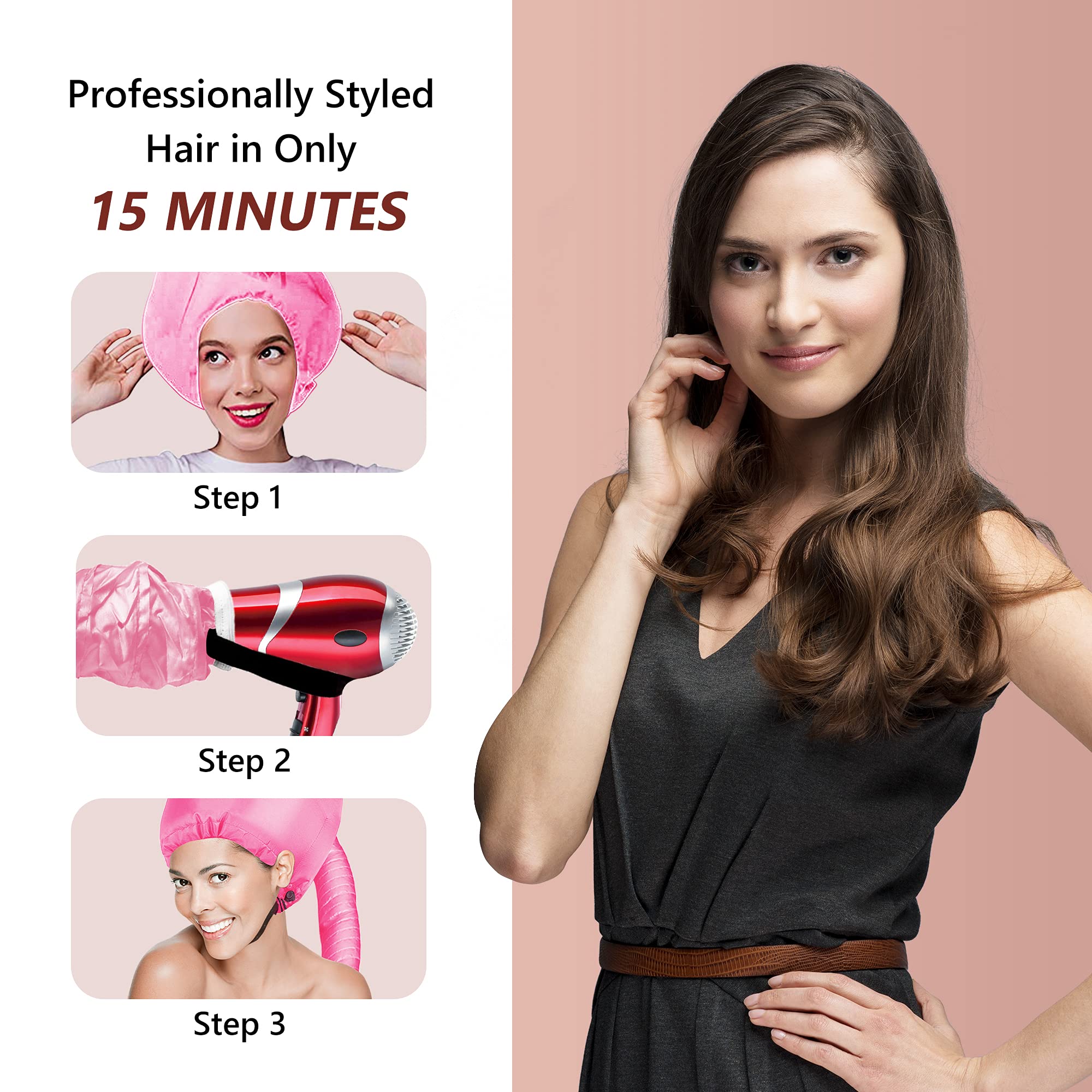Accesorio de capo de secador de pelo portátil de seguridad para el peinado del cabello - rosa oscuro 5