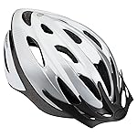 Schwinn Thrasher Bike Helmet for Adult Men Women Age 14+ with Suggested Fit 58-62cm, No Light Option, Lightweight with Adjustable Side and Chin Strap, Bike Accessories, Silver/White