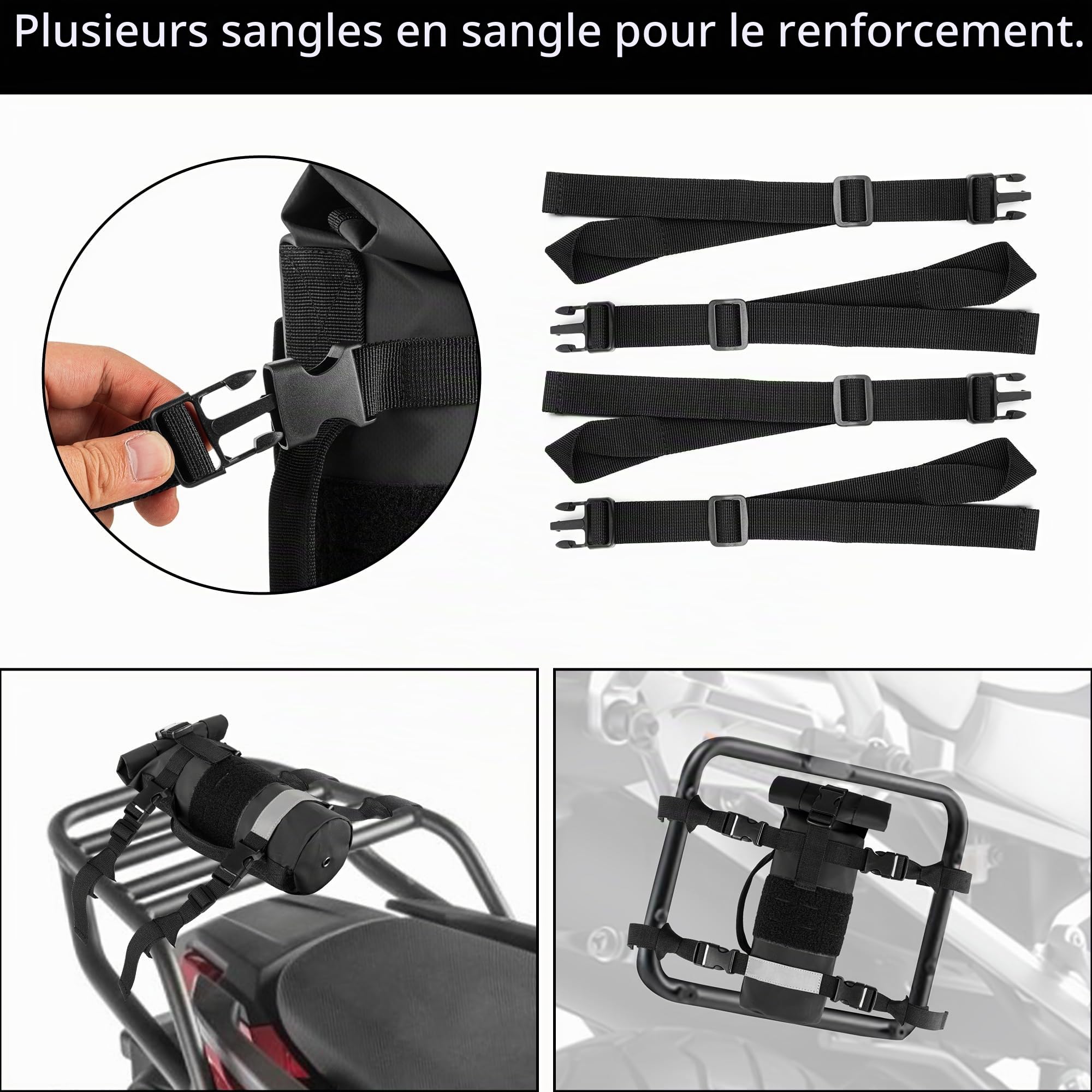 Rexmica Sacoches de Réservoir pour Moto de 1,0 Litre, Noir | Porte-Bouteille de Carburant à Fixer à La Moto ou au Sac à Dos Molle, Sac pour Réservoir de Carburant