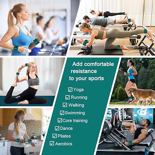 Miniatura 6 de ADLIFE 2lbs Adjustable Pilates Wrist Ankle Weights for Women, Silicone Wearable Arm Leg Weights Set of 2 (1lb Each) for Working out, Waterproof