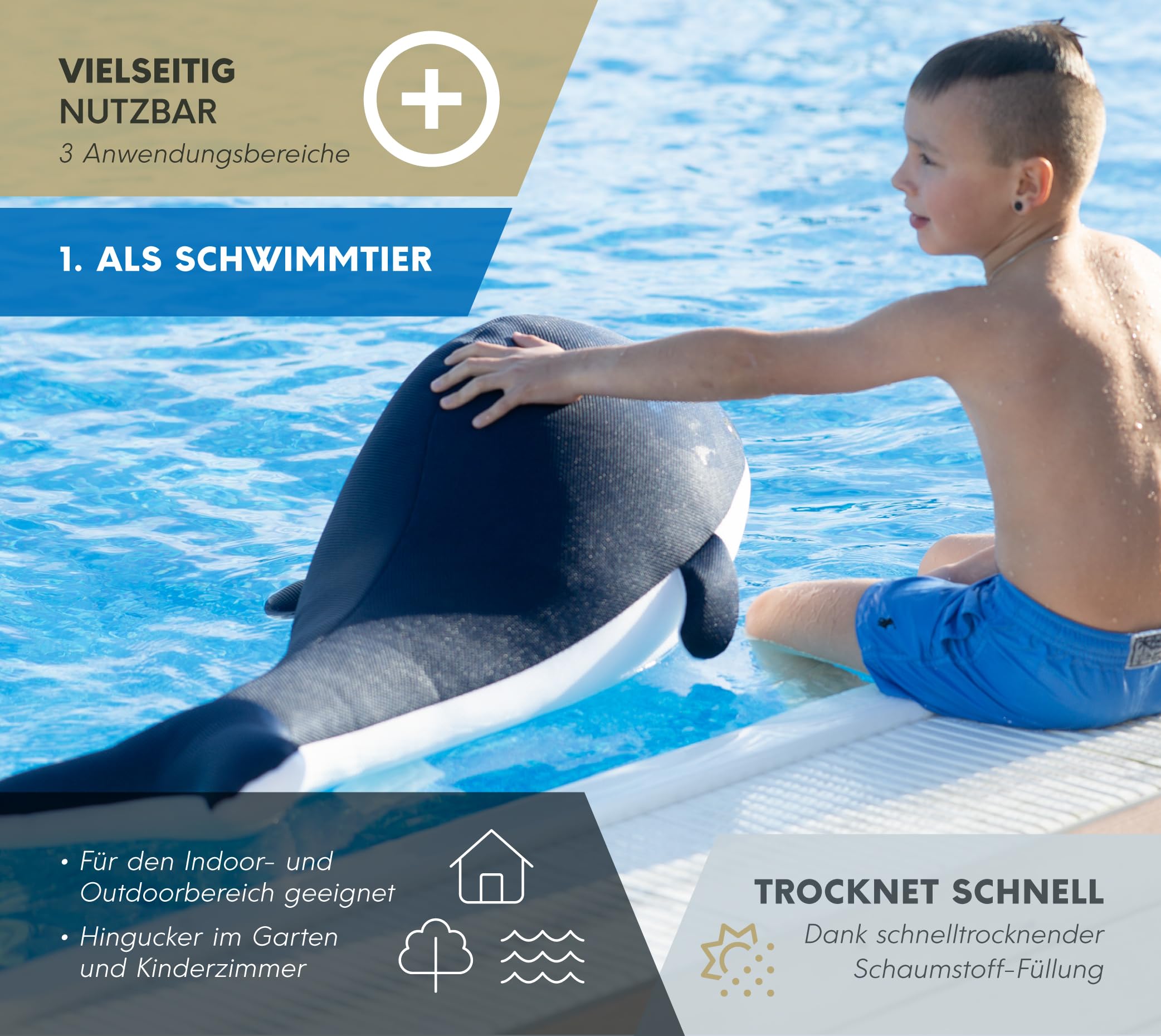 WESTMANN Pool Buddy | 130x68 cm | Bade- & Wasserspielzeug aus Mesh Gewebe | Schwimmobst und Tiere mit Schnelltrocken Füllung