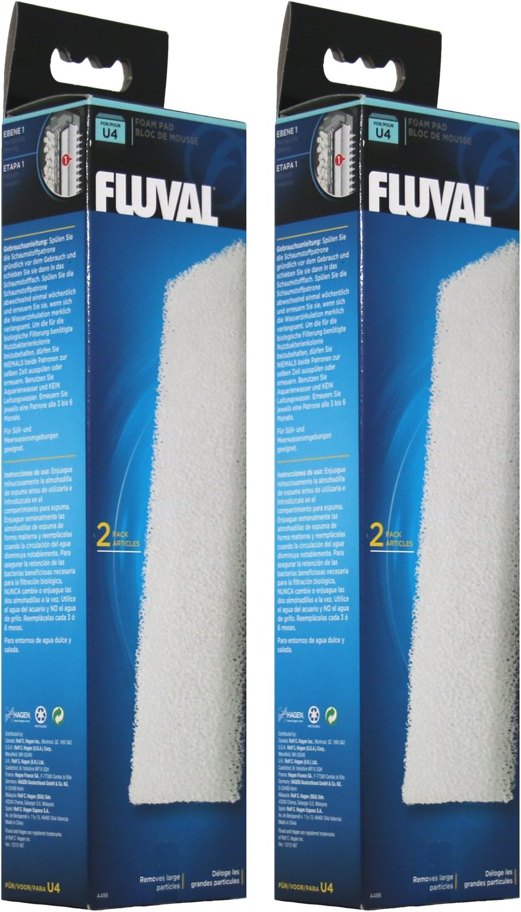 Fluval A488 Foam Pad for Filter U4, 2 x 2 pieces