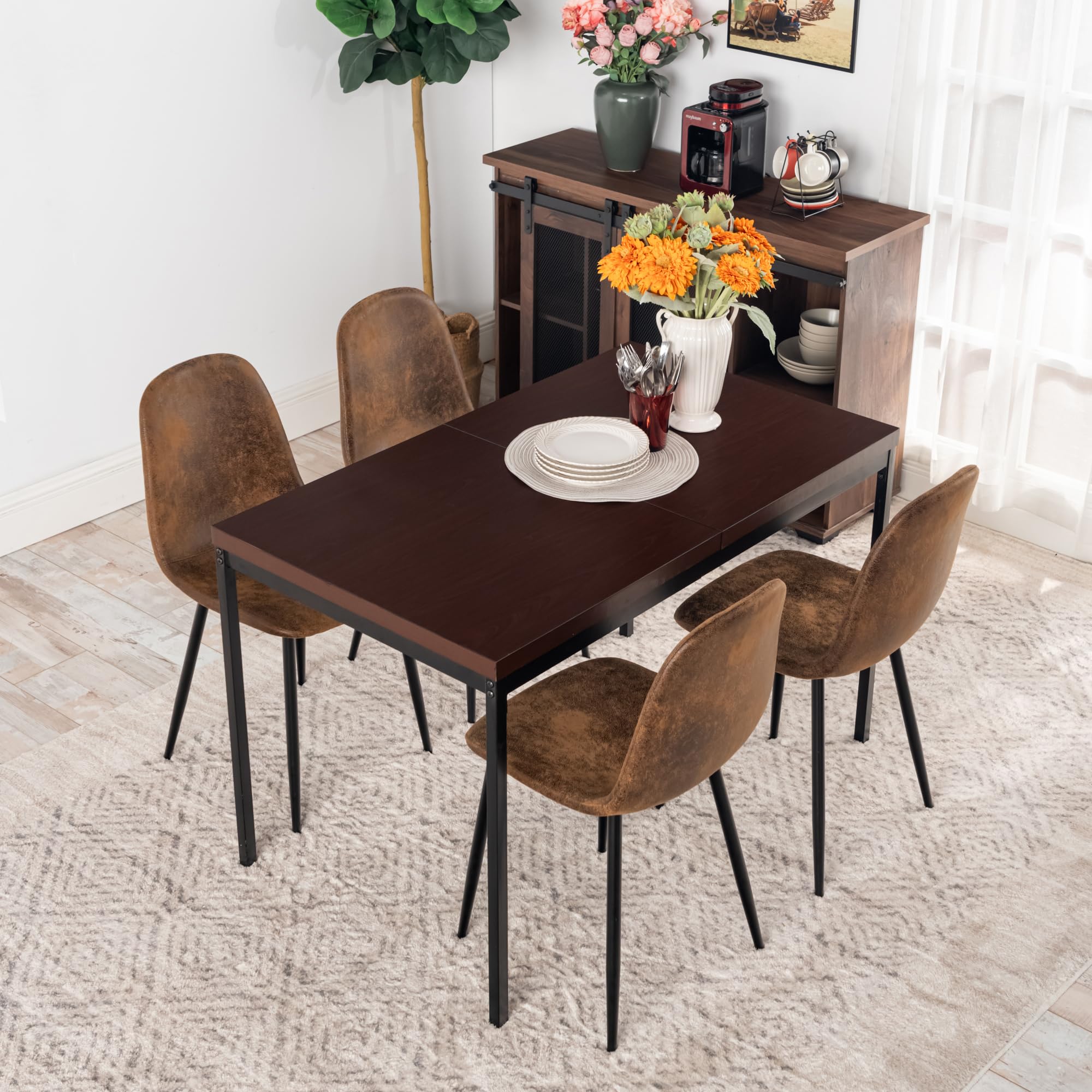 Table De Conférence Rectangulaire 150x75x75 Cm - Plateau Bois Brun, Structure Métallique, Pour 4 à 6 Personnes, Réunions, Formations - 10