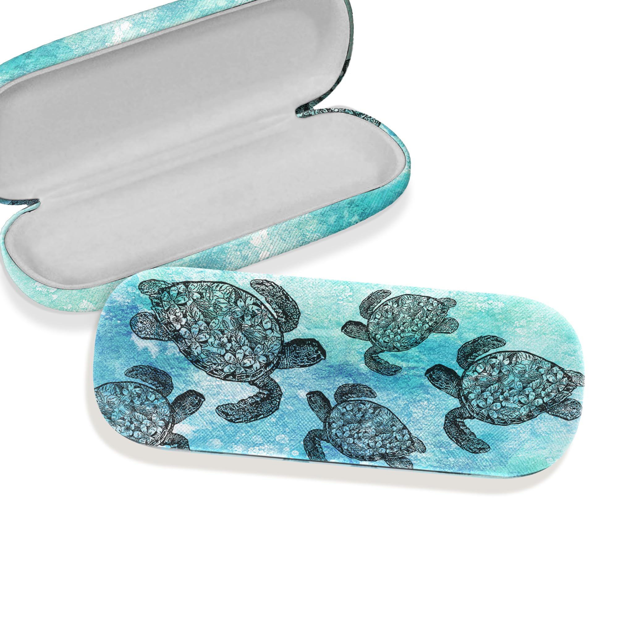 Hard Shell Eyeglasses Case, Clamshell Sunglasses Holder Protective Cover with Microfiber Cloth