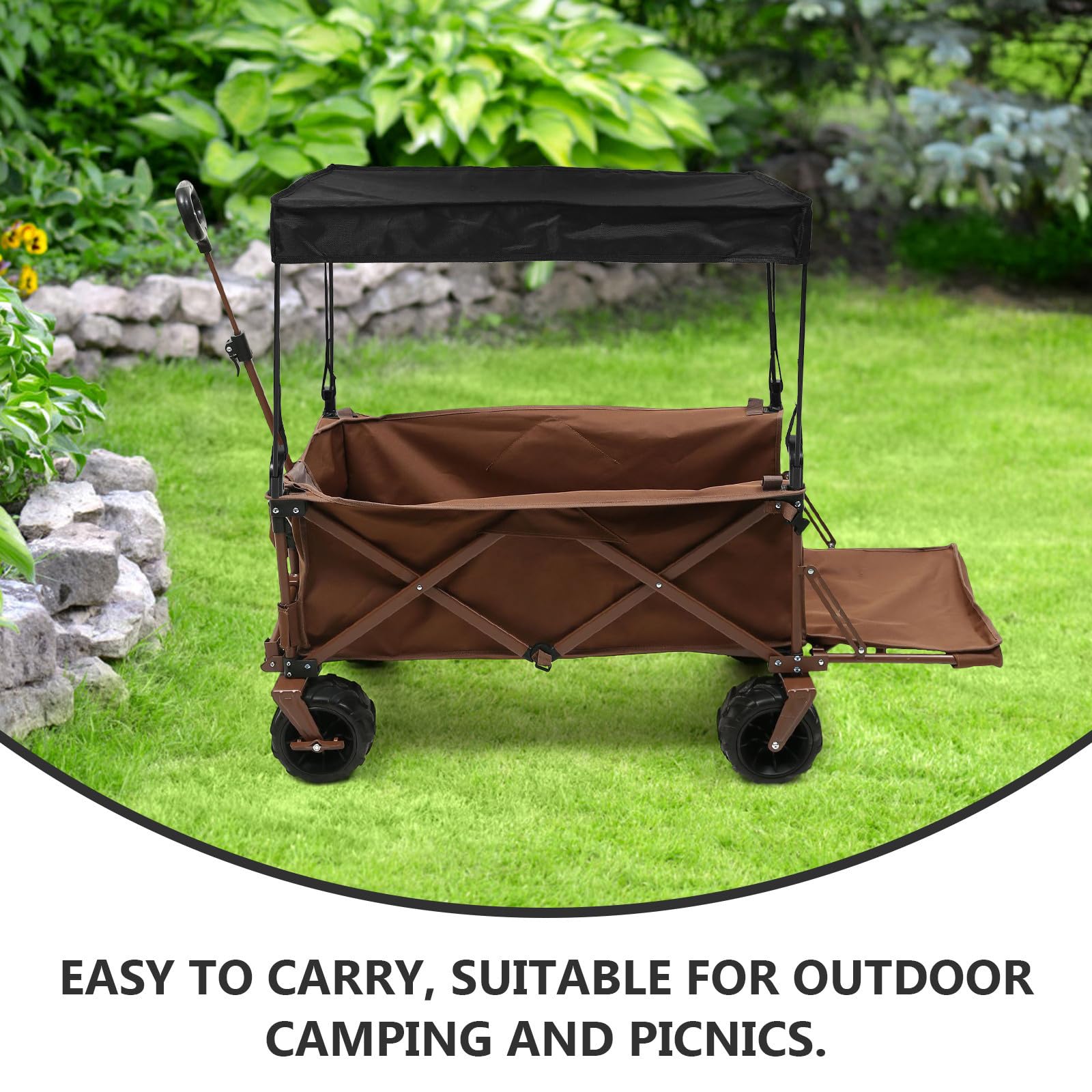 Toldo Plegable para Carrito de Resistente la Intemperie Cubierta de Lluvia y Parasol, Material Plástico y Tela para Actividades al Aire Libre