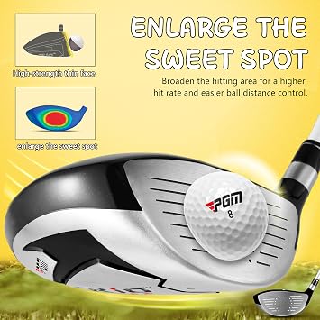 PGM Junior Golf Clubs Set - Kids Golf Clubs for Ages 3-5, 6-8, 9-12 | Right Handed - Oversized Sweet Spot 360cc Driver - Lightweight Graphite Shafts - Golf Stand Bag