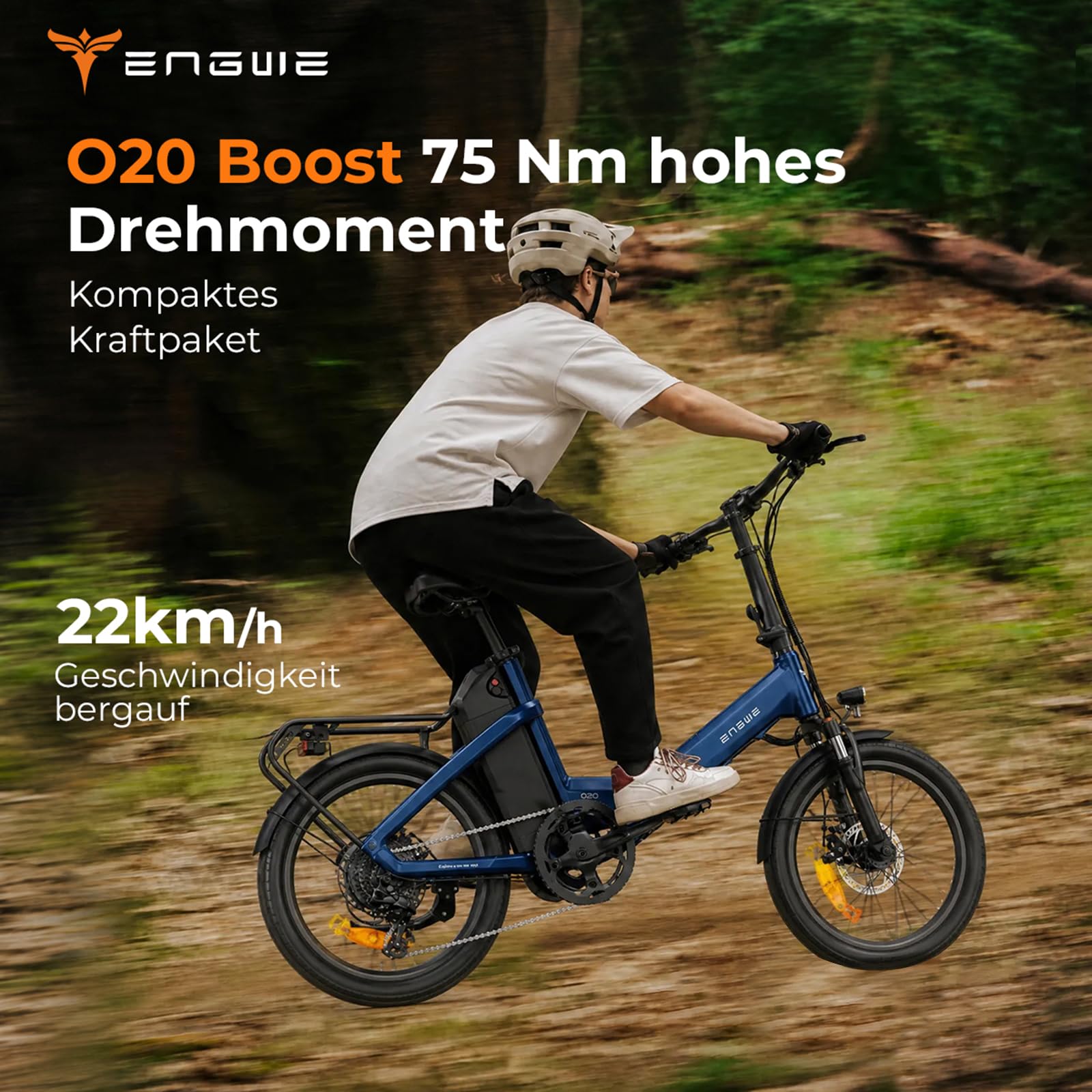 ENGWE O20 Boost Klapprad E-Bike, 48V 15Ah Akku | 3.5 Stunden Schnellladung und 140KM Reichweite, BMS-Batterieschutz, Drehmomentsensor und 75 Nm Drehmoment