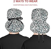 Vista 3 de Gorra médica con interior sedoso, gorro de algodón con banda para el sudor y botones, cola de caballo ajustable