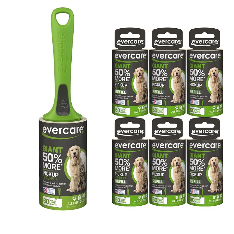 Refil para Rolo Removedor de Pelos de Pets Evercare Giant, Verde-Escuro, Pacote com 6