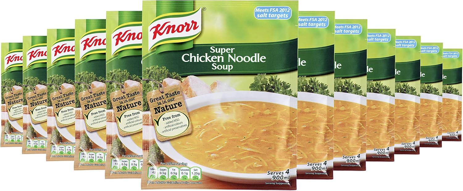 Knorr Super Chicken Noodle Soup Mix packet soup free from artificial