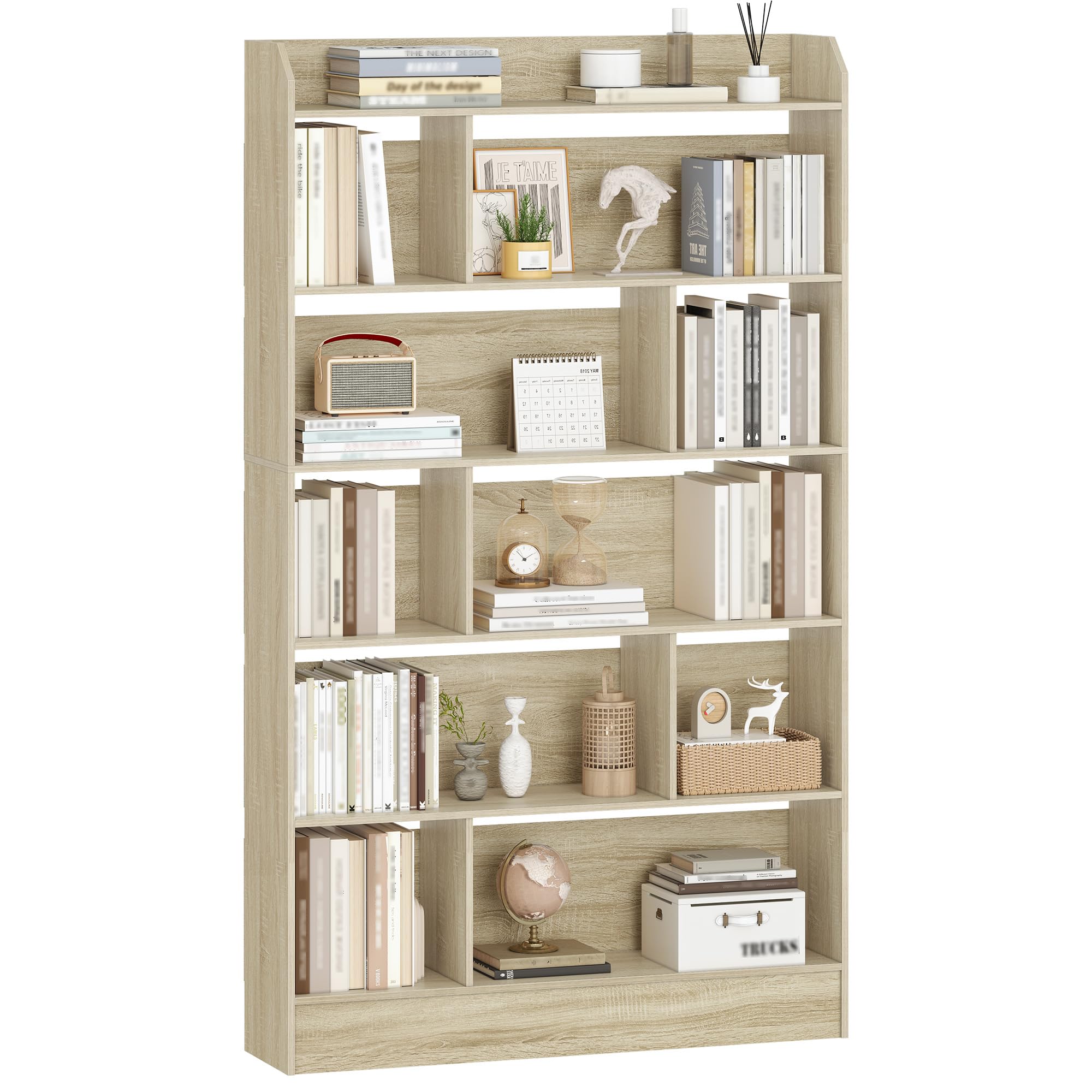 Hzuaneri Bibliothèque, Étagère à 6 Niveaux, Meuble de Rangement Livres, Cloison Séparateur, Présentoir, pour Salon, Chambre, Bureau, 24 x 100 x 170 cm, Beige Chêne BC64416X