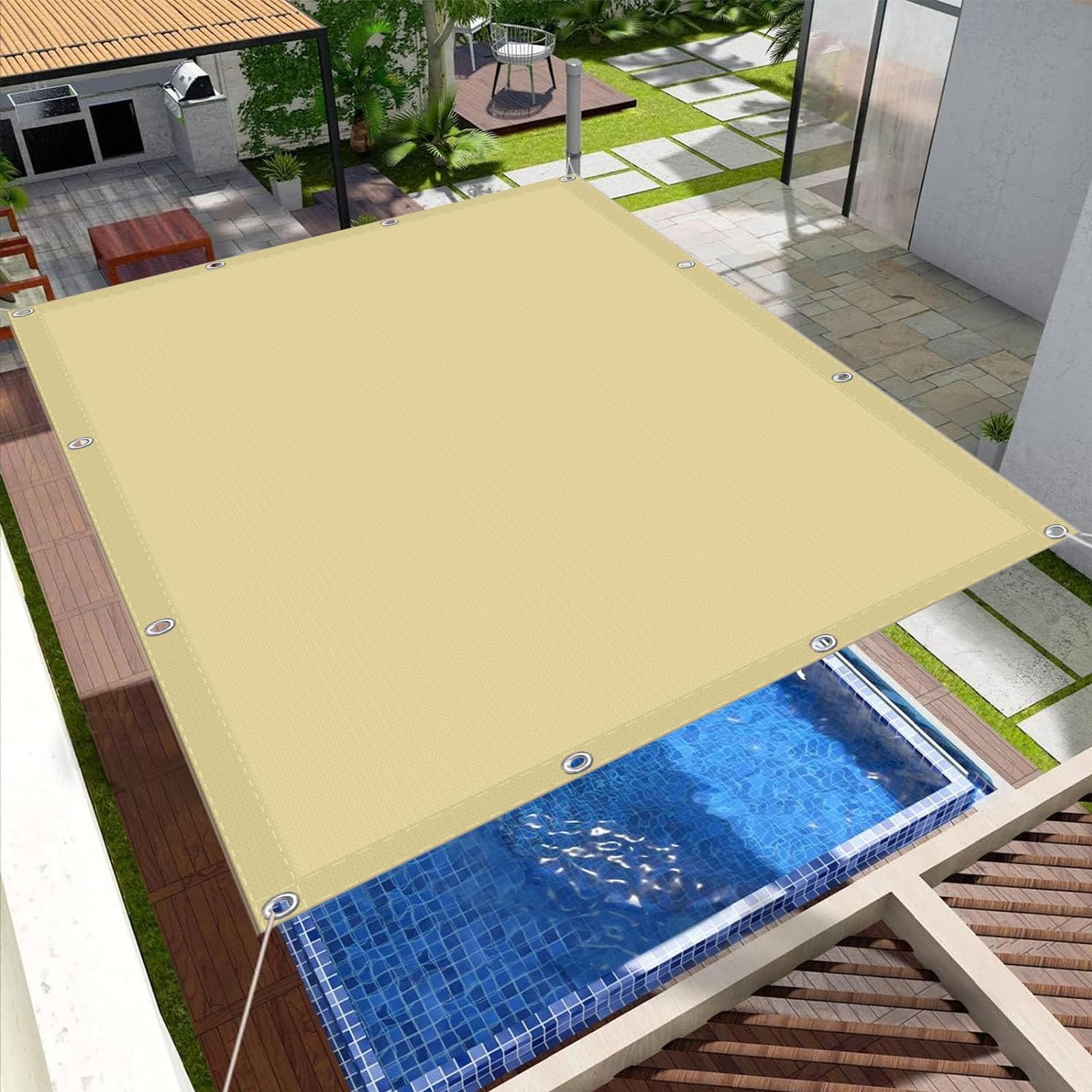 Filet d'ombrage extérieur anti-UV jaune sable 1.4 x 4.6 m