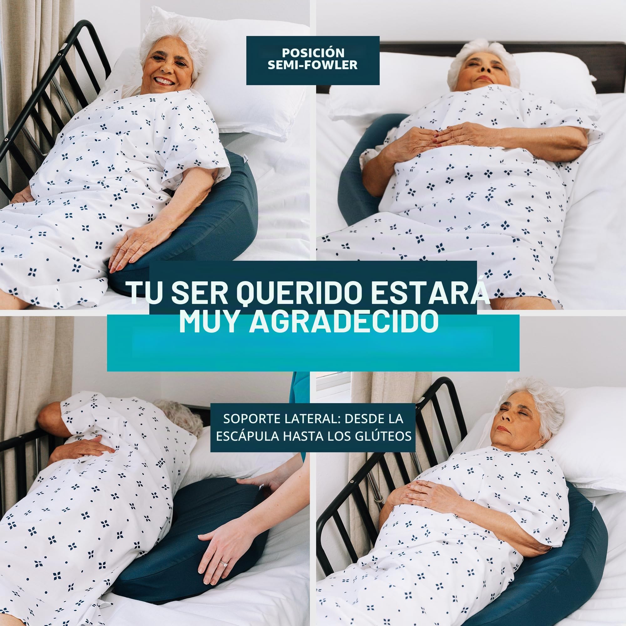 Lunderg Almohada de posición para úlceras de decúbito – con 2 fundas de almohada antideslizantes y pendiente ajustable – Cojín de úlcera por presión para prevenir úlceras de cama – Mantente en el lado