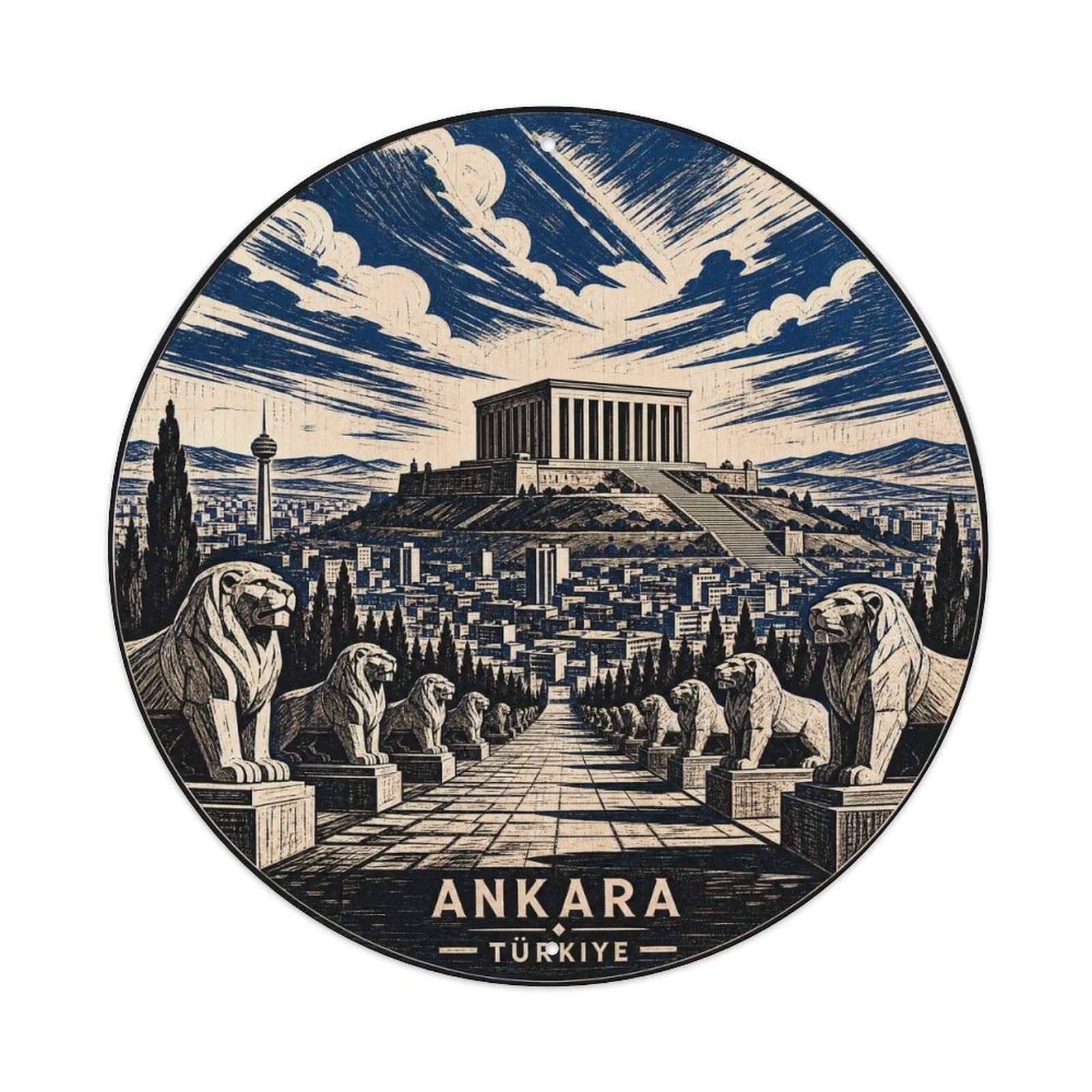 Ankara Turkey City Landmark Heritage Woodblock Metal Tin Sign