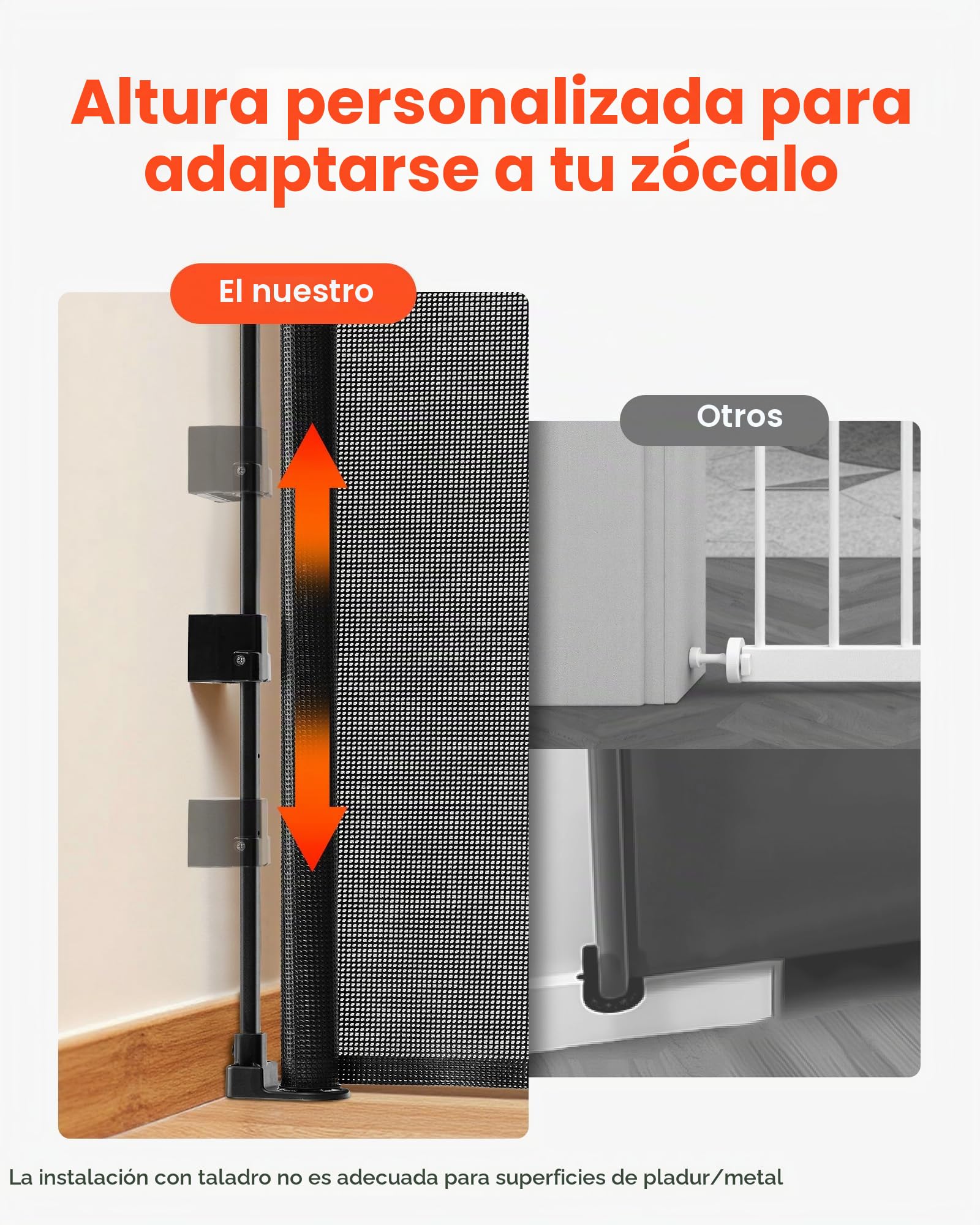 VEVOR Puerta Retráctil 2020x1045 mm, Barrera de Seguridad para Perros con Cierre, Puerta de Malla Permite el Paso sin Tropiezos, para Escaleras Interiores, Puertas, Pasillos, Salas de Juegos, Negro