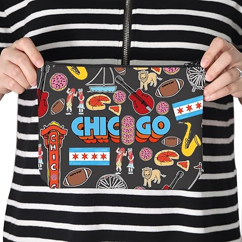 Miniatura 7 de Bolsa de maquillaje de bienvenida de Chicago Bolsa de maquillaje de viaje Chicago Bolsa de viaje con cremallera, Bolso Chicago, Yee Haw