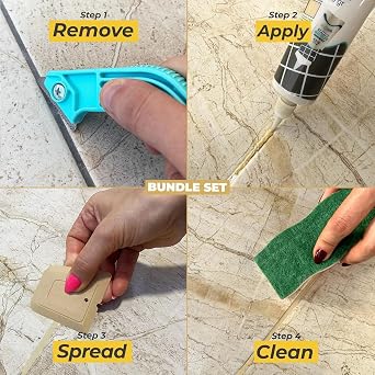 Grout - (Bundle Set) Ready Mixed Grout Reviver with Sponge, Scraper + Rake