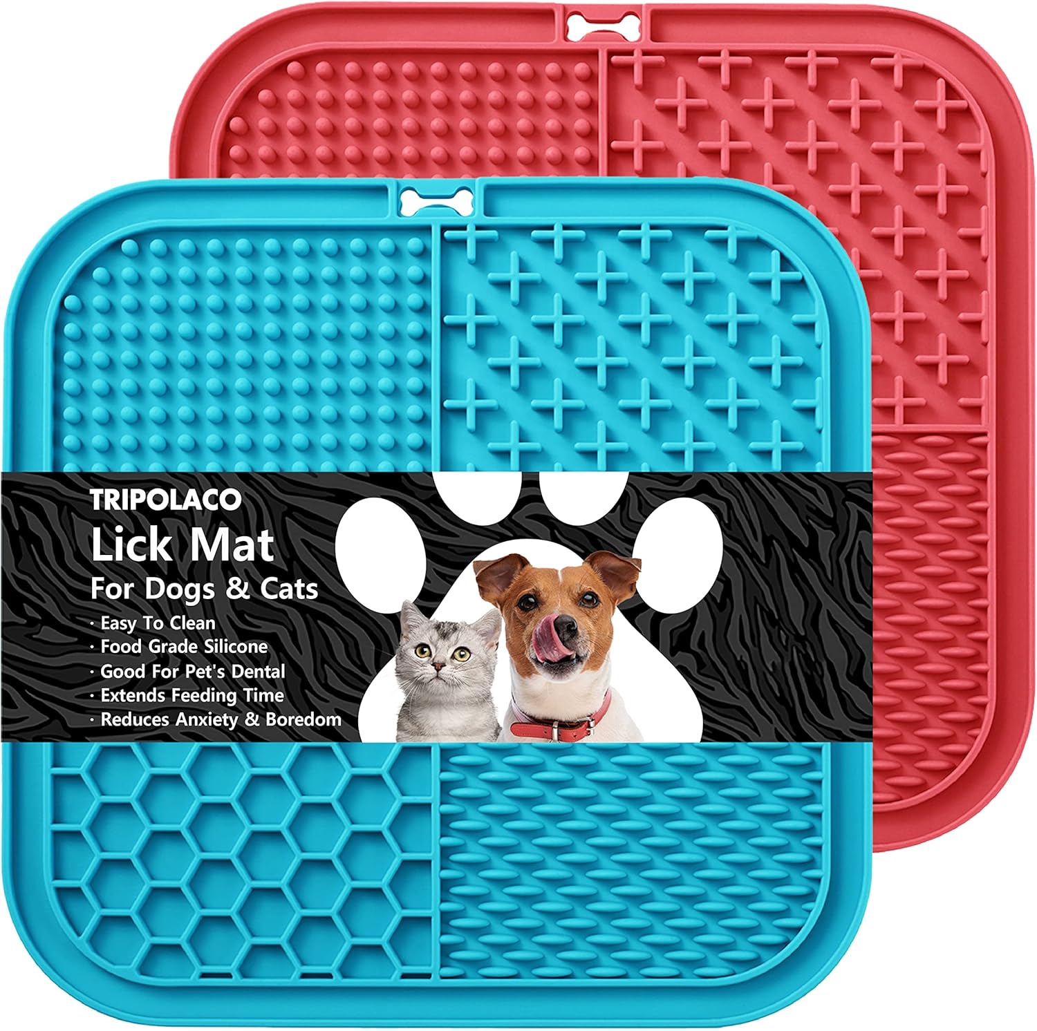 TRIPOLACO Lick Mat for Dogs and Cats 2 Pack, Large Licking