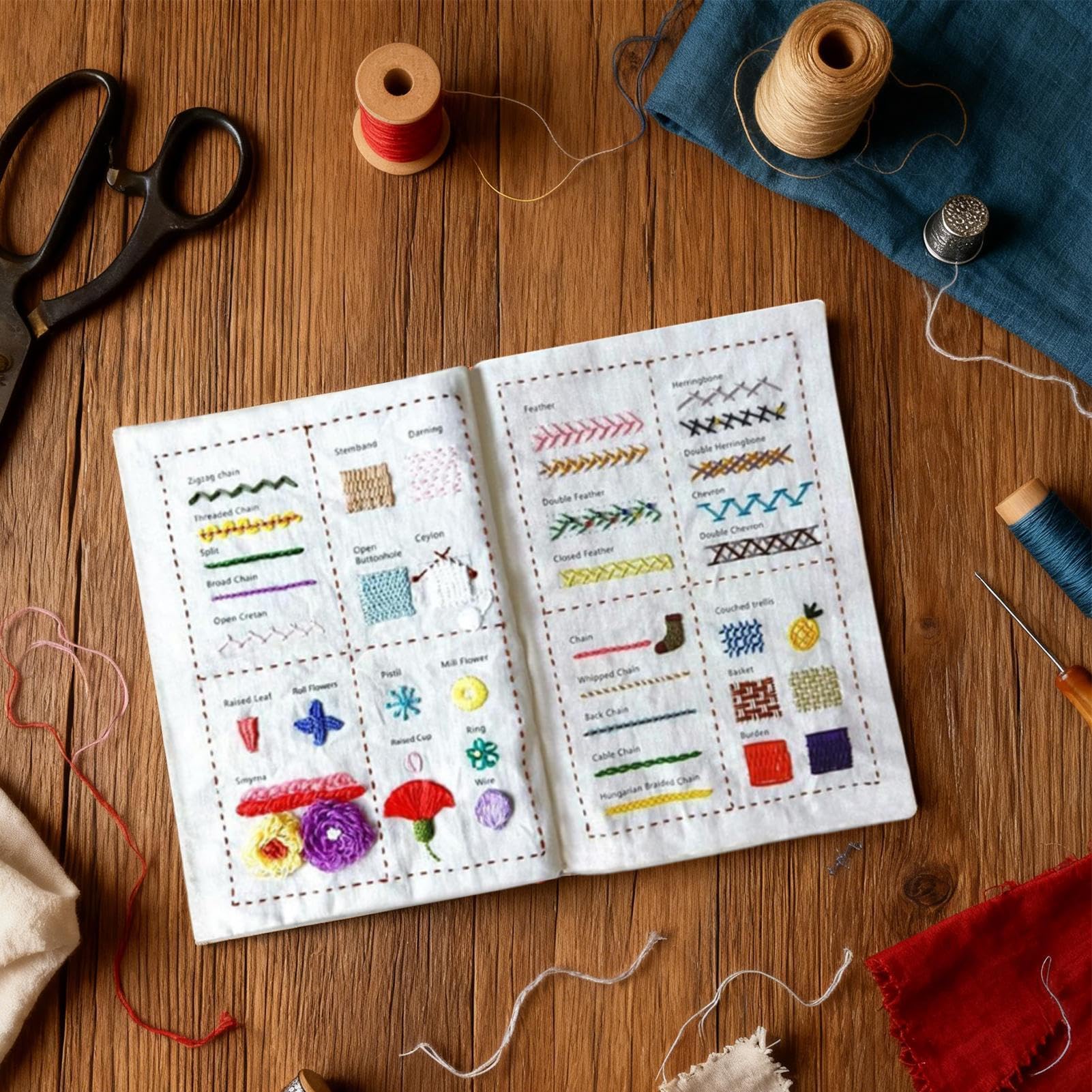 Libro di Ricamo Per Principianti Creativi Portatili Con Toolkit E Guida | Libro di Ricamo per Principianti Per Hobby Casa Viaggi e Regali Natale Festività Arte e Pratica Creativa