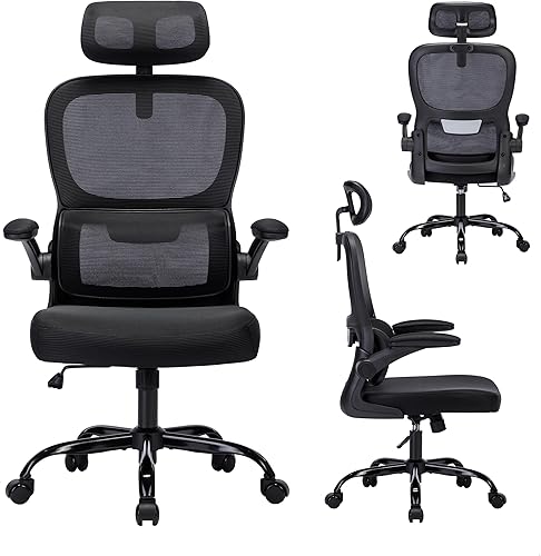 Silla de oficina, silla de oficina ergonómica con reposacabezas, sillas de computadora de malla de respaldo alto para oficina en casa con soporte de