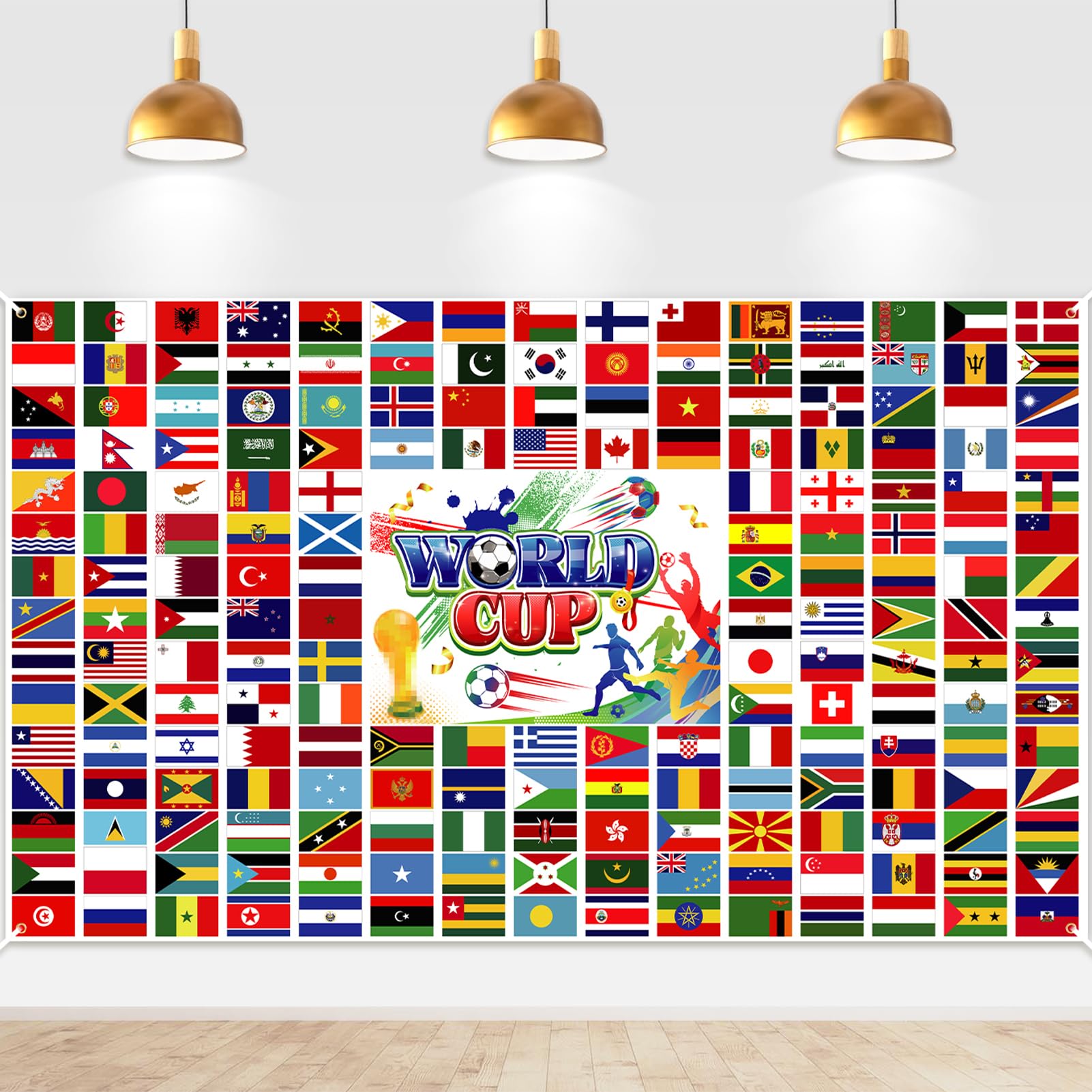 DPKOW Decoración 2026 Mundial Pancarta Banderas Países 2026 Copa del Mundo de Fútbol Decoracion Banderas Nacionales Futbol Mundial Fondo Bandera Equipos Selecciones Pancarta, 185 x 110 cm