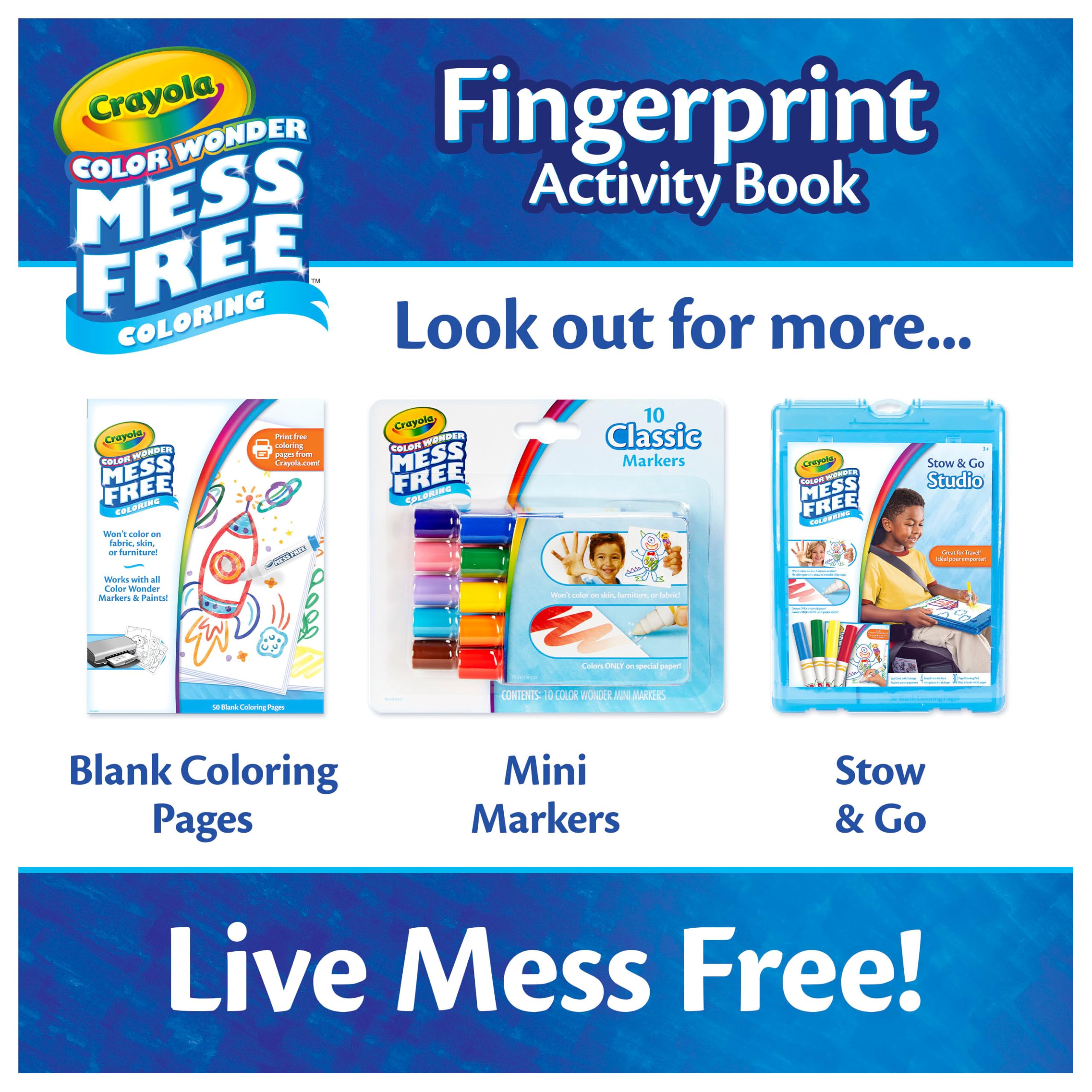 CRAYOLA Color Wonder Mess Free - Set di attività di pittura a inchiostro per impronte digitali, alternativa alla pittura con le dita, regalo per bambini, età 3, 4, 5, 6 anni