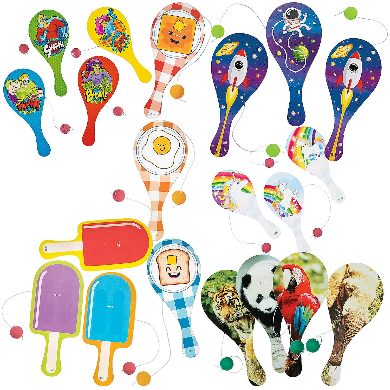 Fun Express Paddleball Assortment Kit Bulk 144 Pc