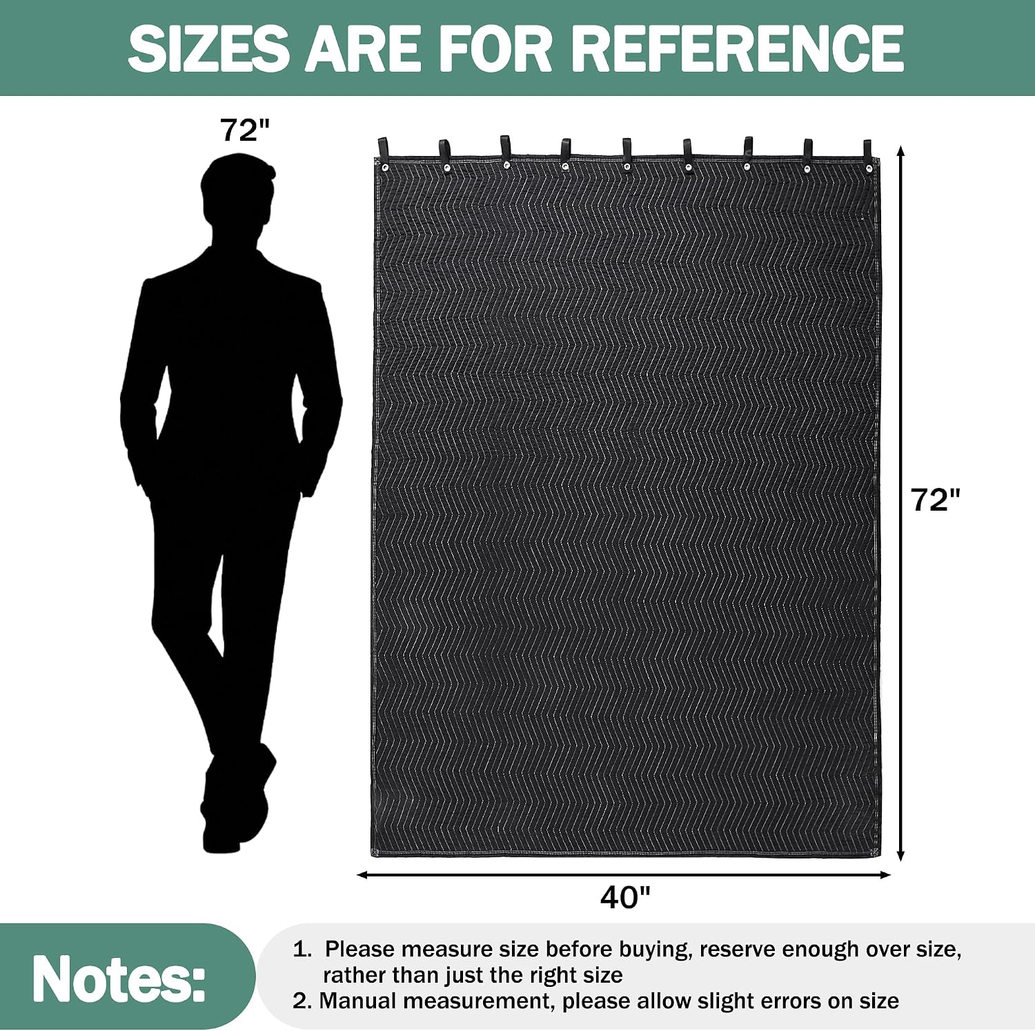 MABOZOO Studio Sound Blanket, Large Soundproof Blanket with Grommets, Heavy Duty Sound Dampening Noise Reducing Divider for Workshop, Basement, Laundry, Acoustic (Black, 72x40'')