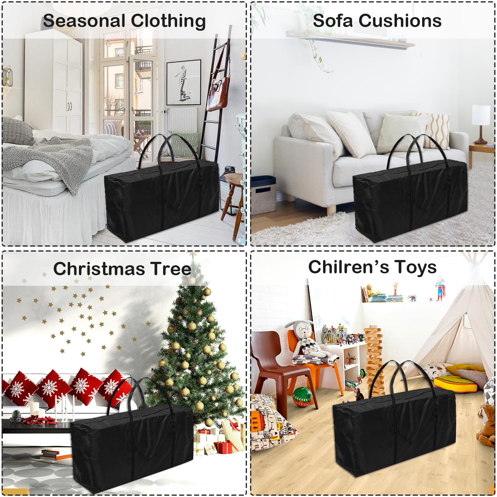 Borsa per Cuscini da Giardino Impermeabile Oxford Anti UV Albero di Natale con Maniglie 173x76x51cm