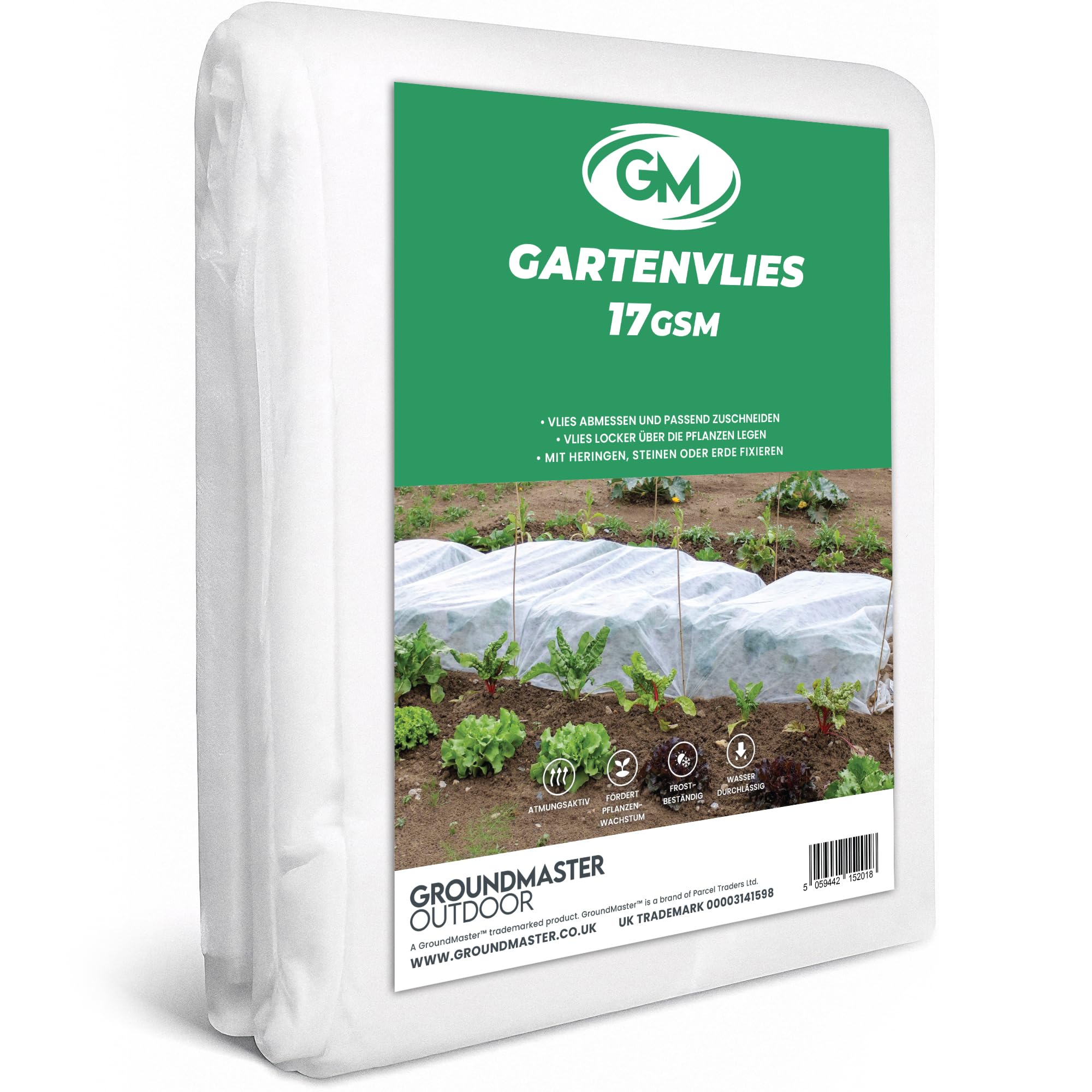 GroundMaster Gartenvlies Wasserdurchlässig 2 x 10 M / 17GSM - Pflanzen Frostschutz Vlies für Hochbeet & Pflanzen - Atmungsaktives & UV-Beständiges Pflanzenschutznetz - Pflanzenvlies Winterschutz