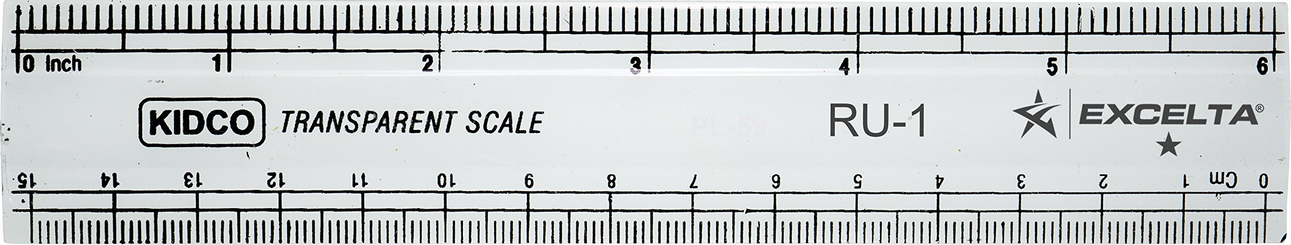 ExceltaRU-1 - Ruler - Straight - Two Star - Plastic, 0.02" Height, 1Wide, 6" Length