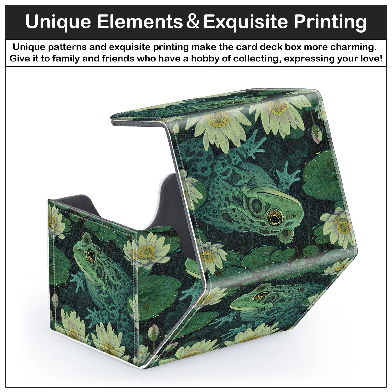 Boîte De Rangement Cartes MTG Cuir Synthétique - Capacité 100+ Cartes Sleeve, Aimant Puissant, Motif Chat Noir