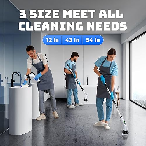 Miniatura 4 de Limpiador eléctrico giratorio  Depurador de baño inalámbrico con 7 cabezales de cepillo  Limpiador eléctrico impermeable IPX7 de doble velocidad