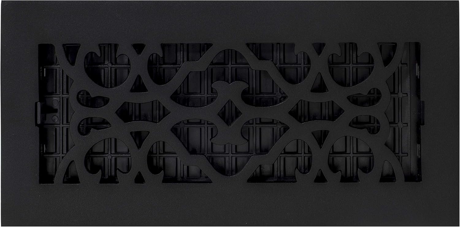 Victorian Black Cast Iron Floor Register, 4 x 10