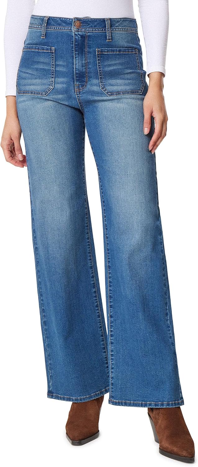 Angels Forever Young Women’s Forever Wide High-Rise Patch Pockets Jeans