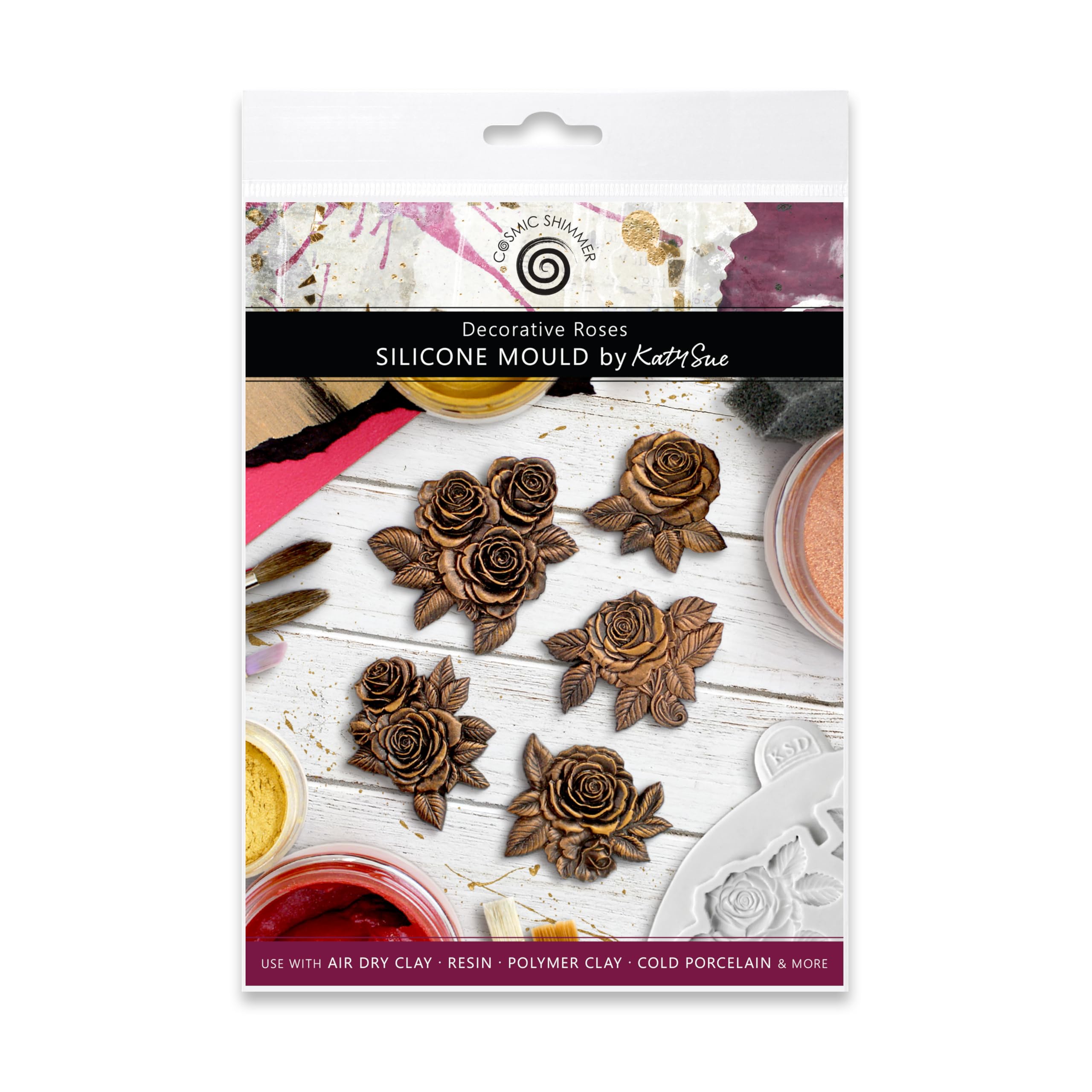 Moule en silicone roses décoratives Katy Sue argile résine polymère
