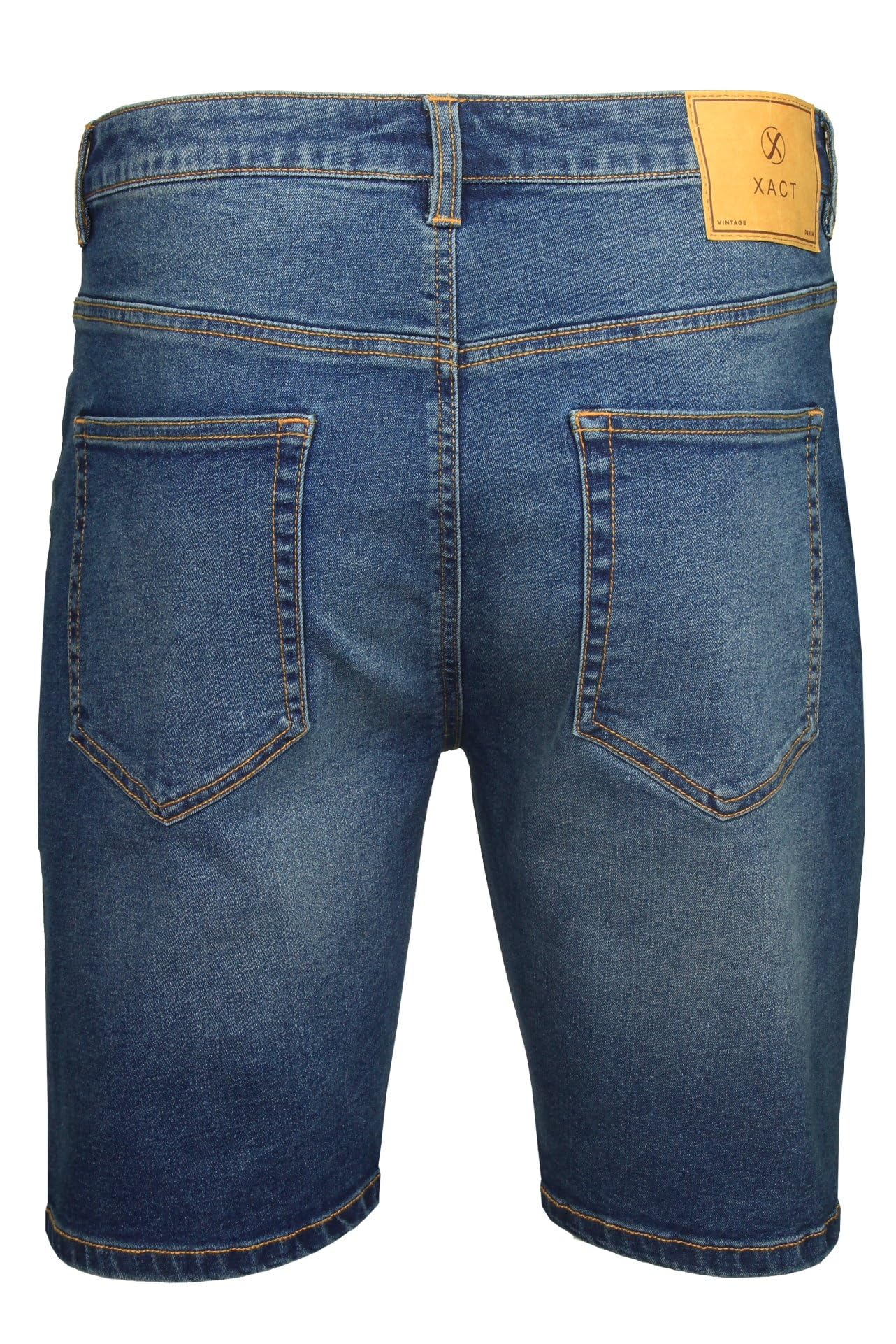 Xact Bermuda Jeans Uomo Stretch Taglio Regolare 5 Tasche Zip Pantaloncini Denim Estate Casual