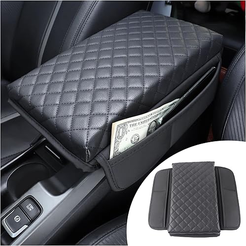 Funda para consola central de automóvil, suave y cómoda, almohadilla para reposabrazos de automóvil con 2 bolsas de almacenamiento, accesorios