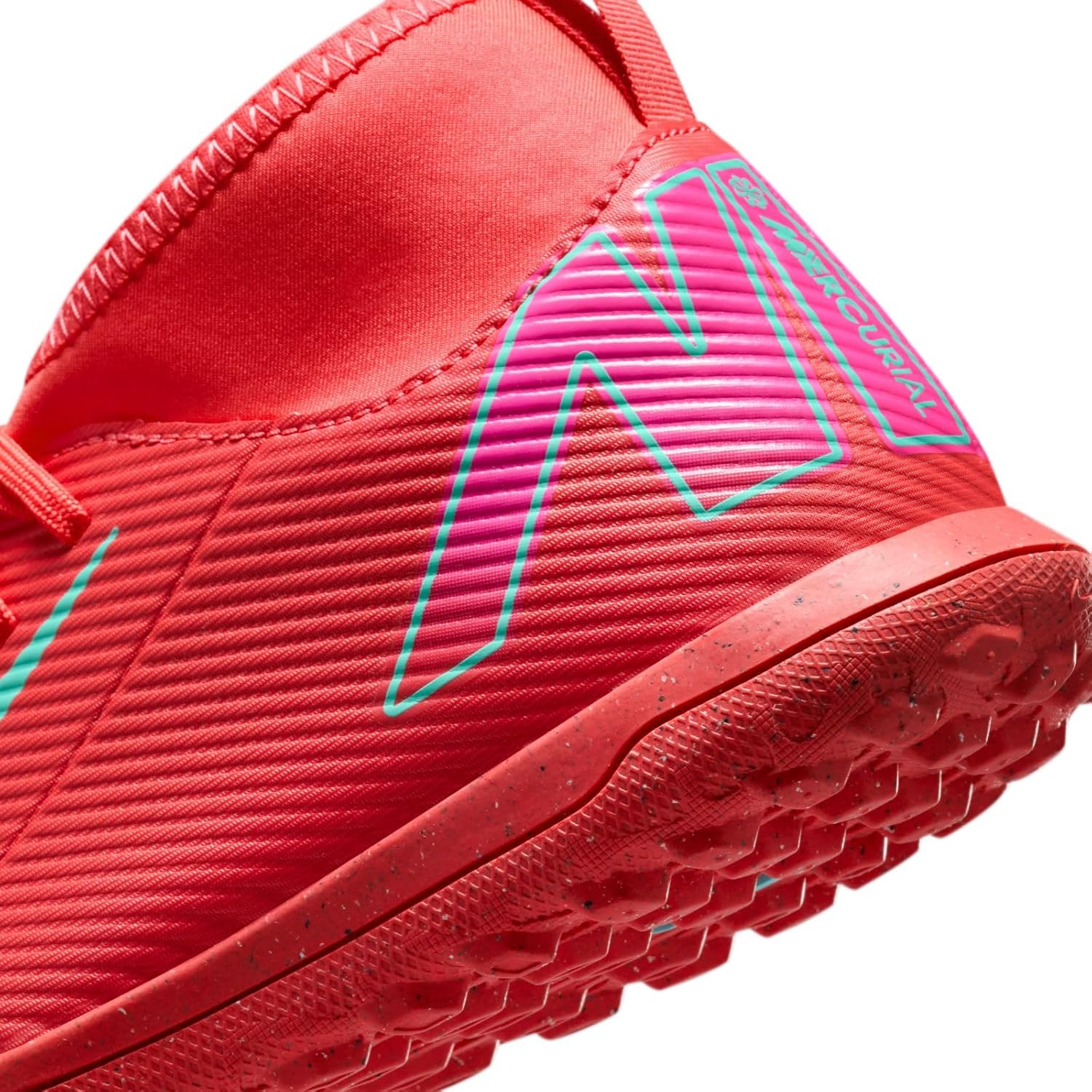 Nike Jr. Mercurial Superfly 10 Club Little/Big Kids' TF High-Top Soccer Shoes (FQ8313-800, Ember Glow/Aurora Green) Size 4.5