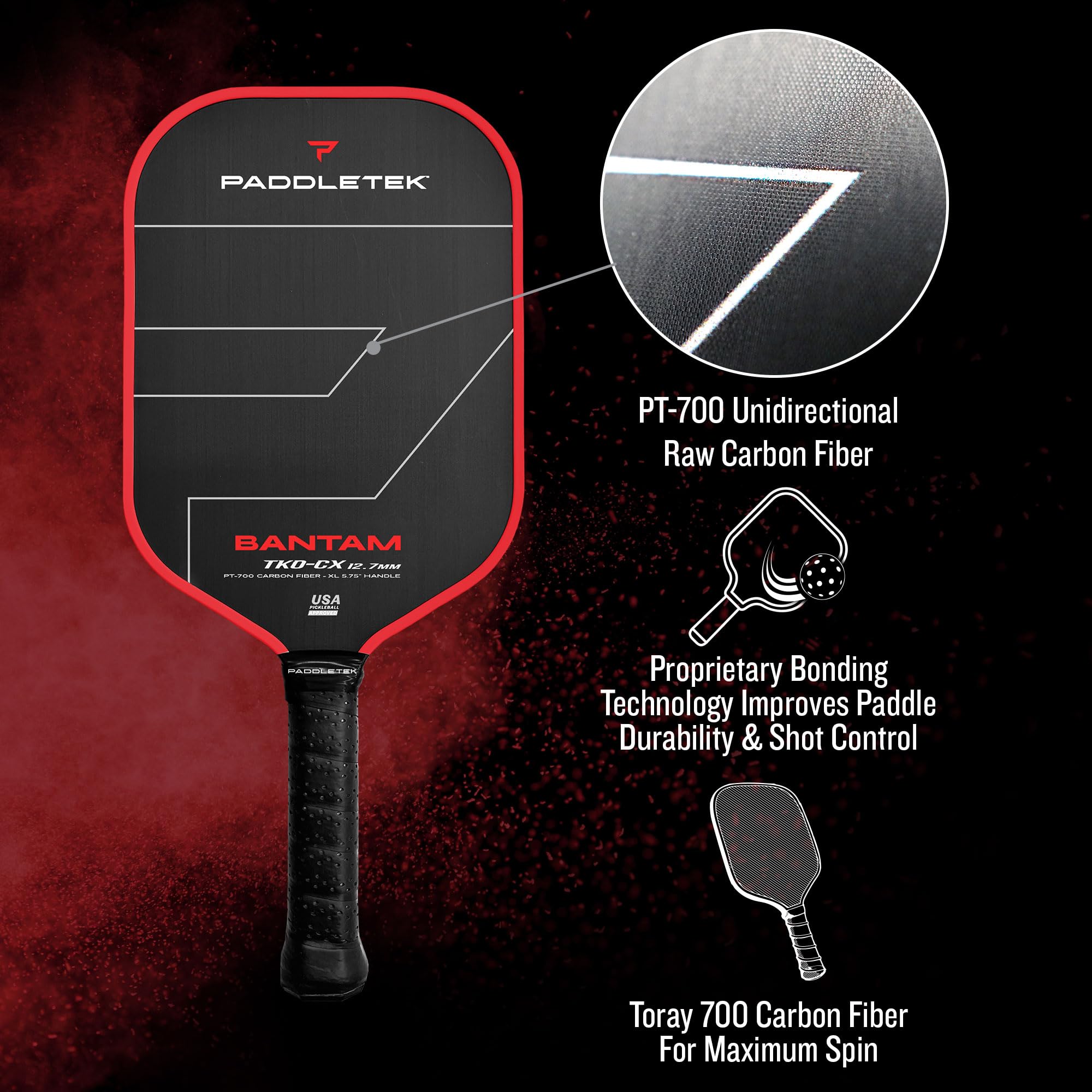 Paddletek Bantam TKO-CX 12,7 mm - Pás profissionais de pickleball