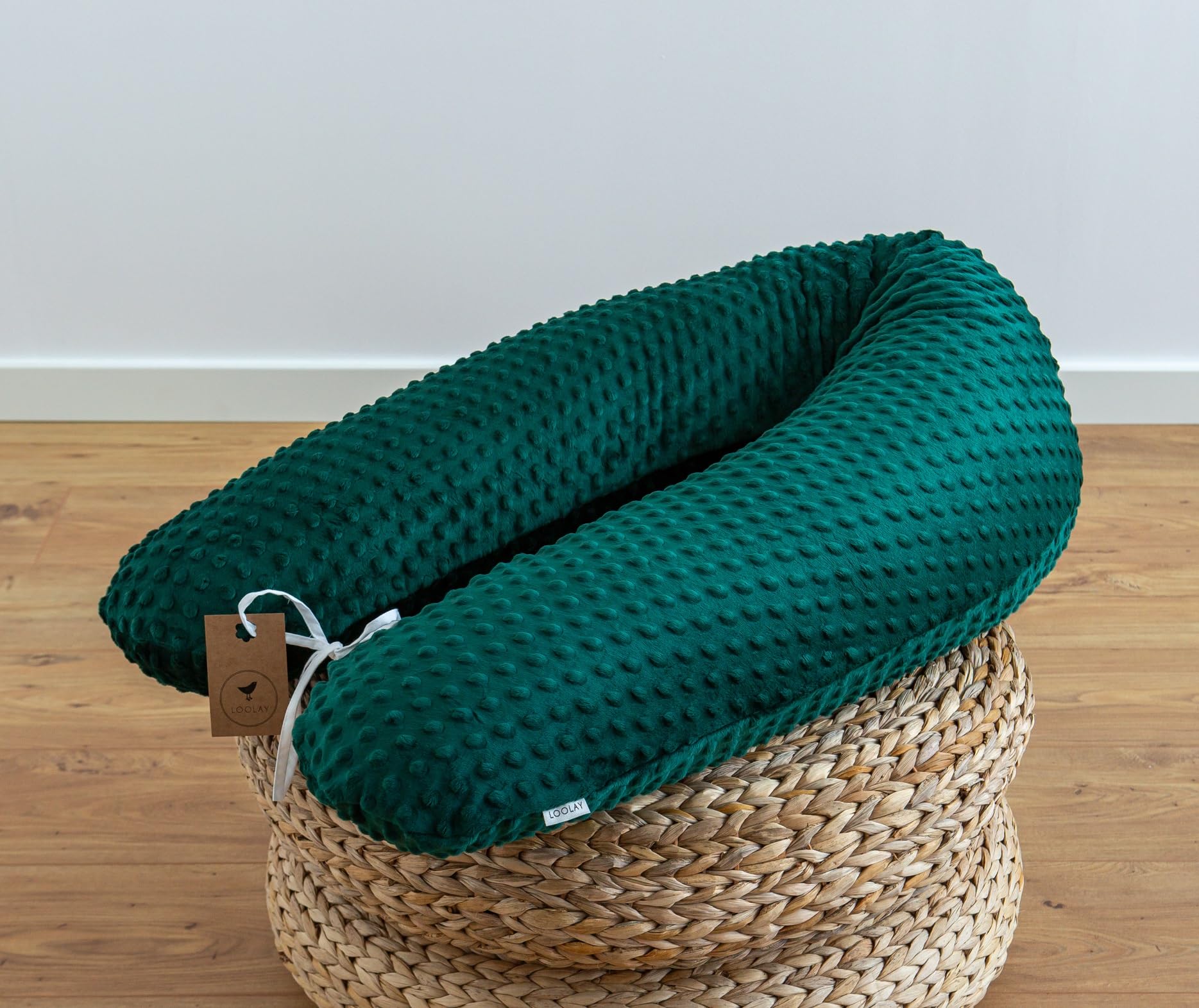 LOOLAY Cuscino per gravidanza – Cuscino per allattamento 190 cm – Cuscino per dormire sul fianco 100% Minky – con rivestimento rimovibile – Cuscino ergonomico per gravidanza per dormire (verde)