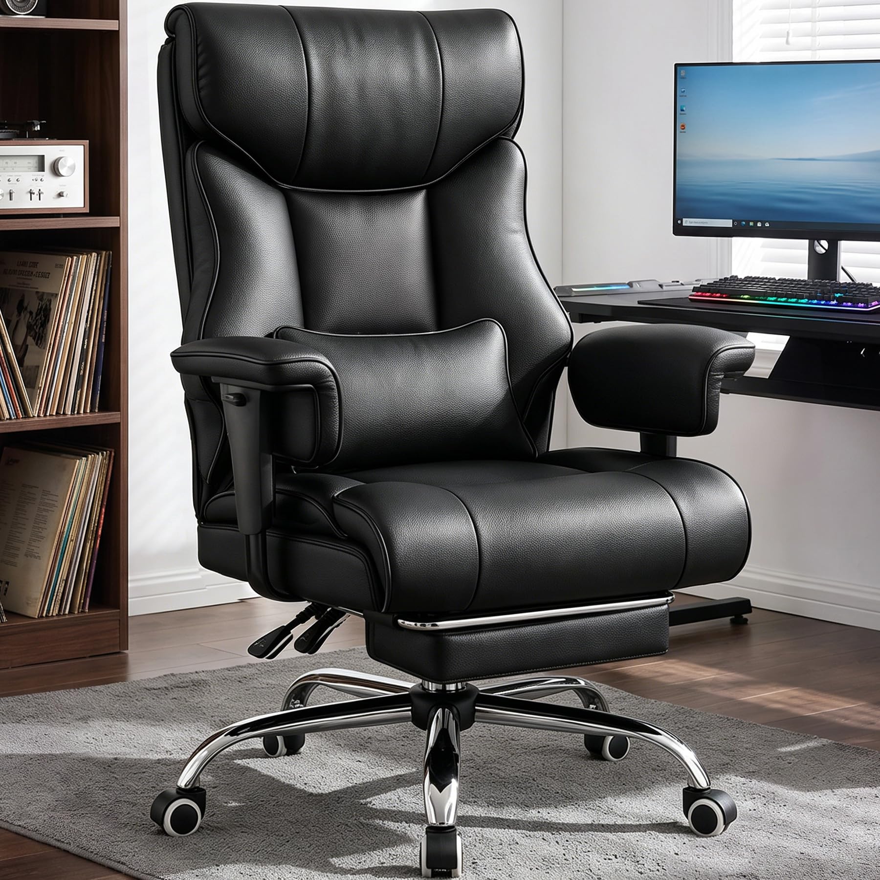 COMHOMA Big and Tall Office Chair,Heavy Duty Gaming Chair with Foot Rest