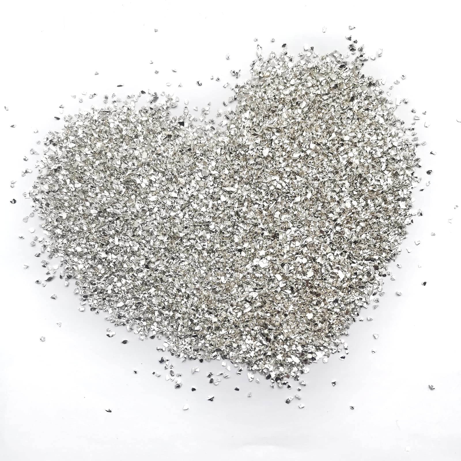LYFJXX 1 lb Crushed Glass Glitter for Crafts, DIY Nail Art, Vase fillers for Centerpieces Table Scatter, Irregular Chips, Wedding Decoration, Home Decor (Silver)