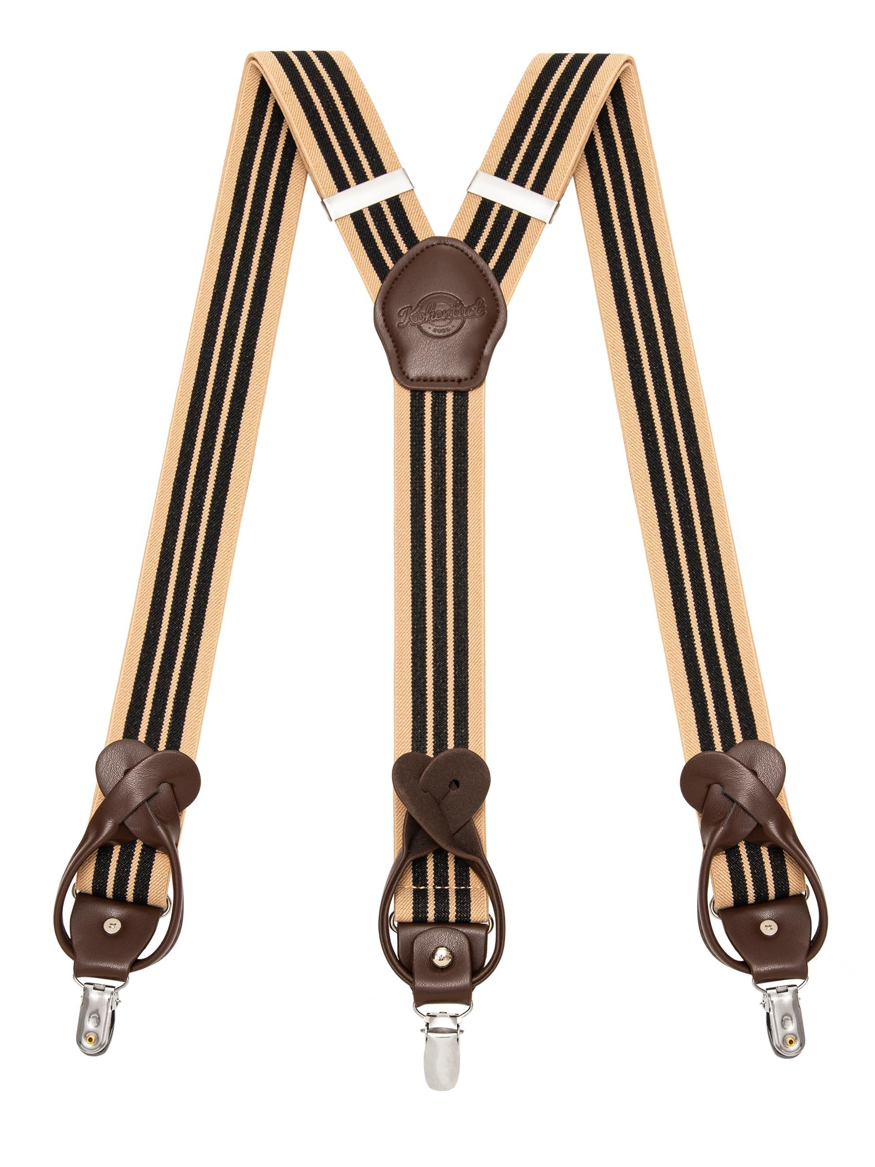 Suspenders for Men with Clip &amp; 6 Buttons 1.4in Y-Shape Stainless Steel