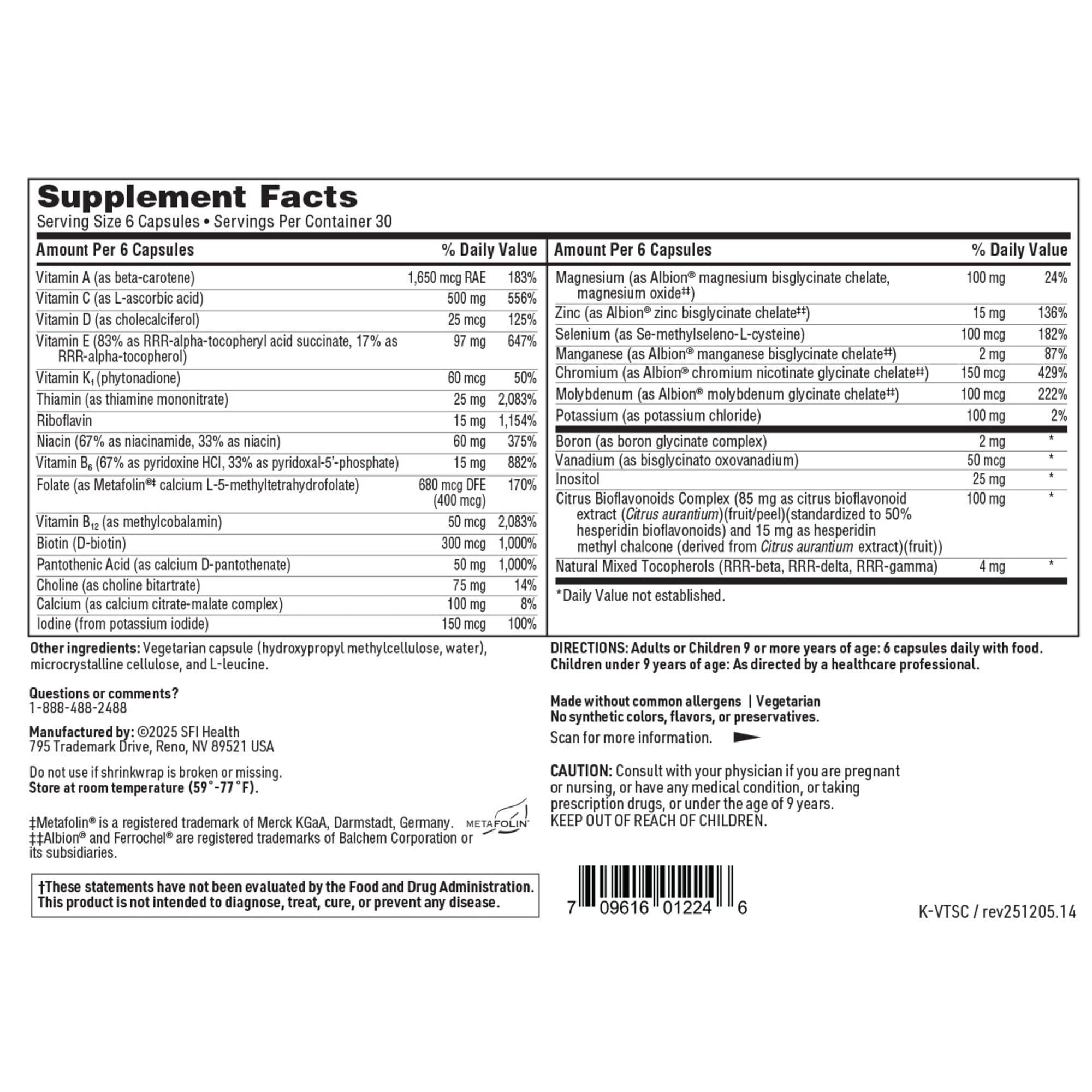 SFI Health Klaire Labs VitaSpectrum Capsules, 180ct — Amazon image 6