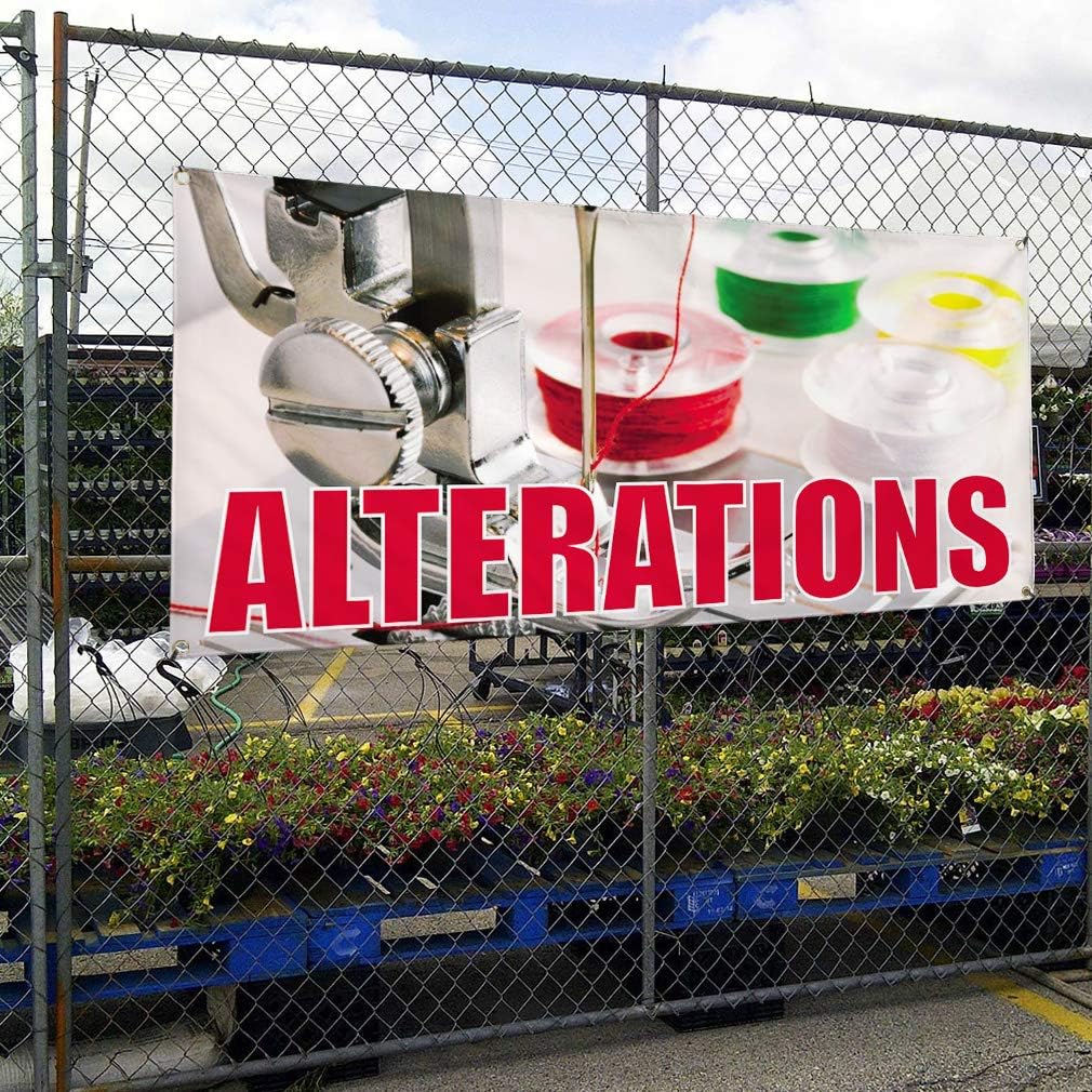 Vinyl Banner Multiple Sizes Alterations Outdoor Advertising Printing B Business Outdoor Weatherproof Industrial Yard Signs White 4 Grommets 16x40Inches