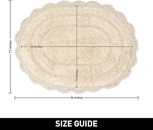 Miniatura 10 de Chardin home Alfombra de baño de ganchillo blanco, 100% algodón semicírculo con borde de ganchillo artesanal hecho a mano, forma de D de 20 x 32