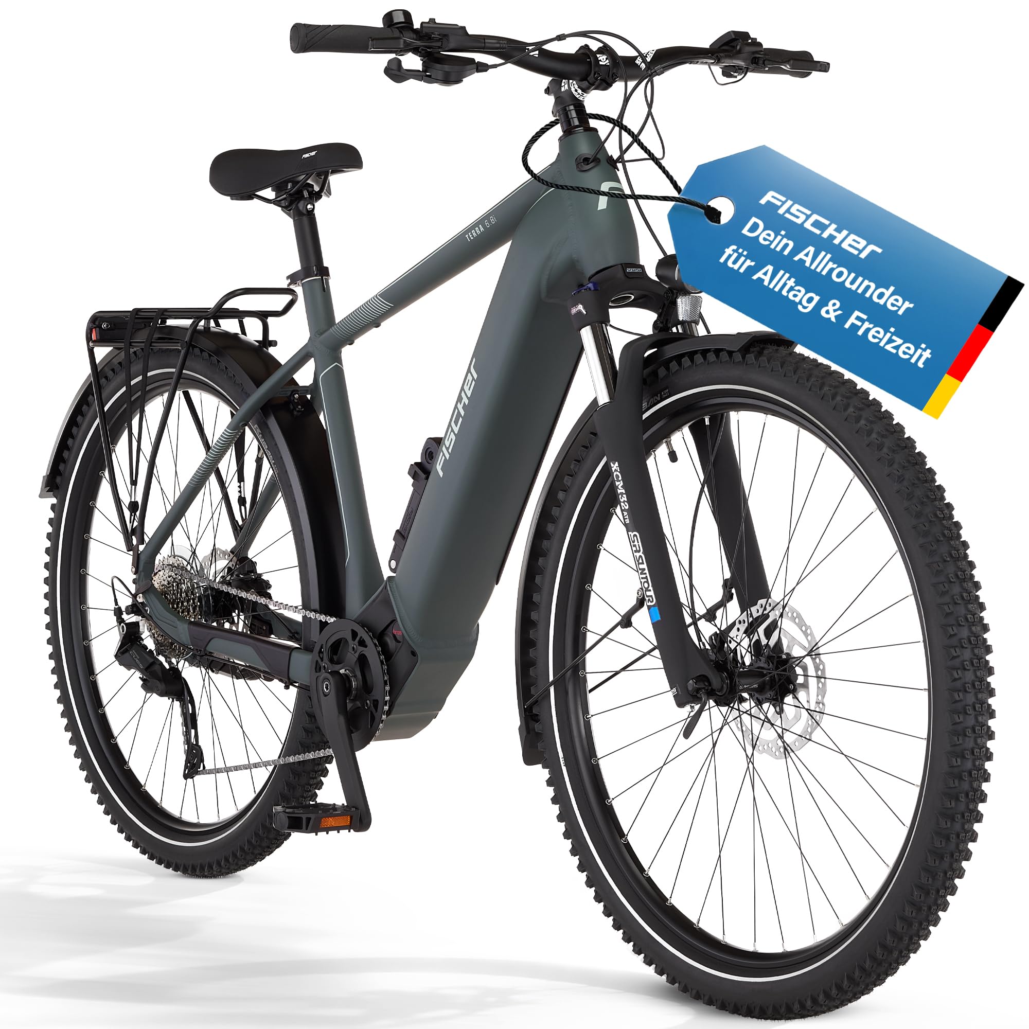 Fischer E-Bike ATB Terra 6.8i Ultimate Elektrofahrrad für Damen und Herren, RH 55, Mittelmotor 90 Nm, 36 V Akku