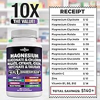 Vista 4 de NEW AGE Suplemento de magnesio - Potente citrato de glicinato óxido de malato, taurato, aspartato, gluconato, orotato y cloruro de mag, manganeso
