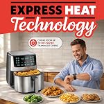 Gourmia Air Fryer Oven Digital Display 8 Quart Large AirFryer Cooker 12 Touch Cooking Presets, XL Air Fryer Basket 1700w Power Multifunction GAF838 Black and stainless steel air fryer